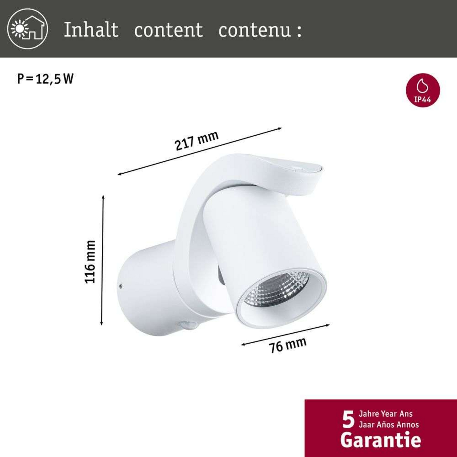 Cuff Aplica de Exterior w/Sensor SWR Alb - Paulmann