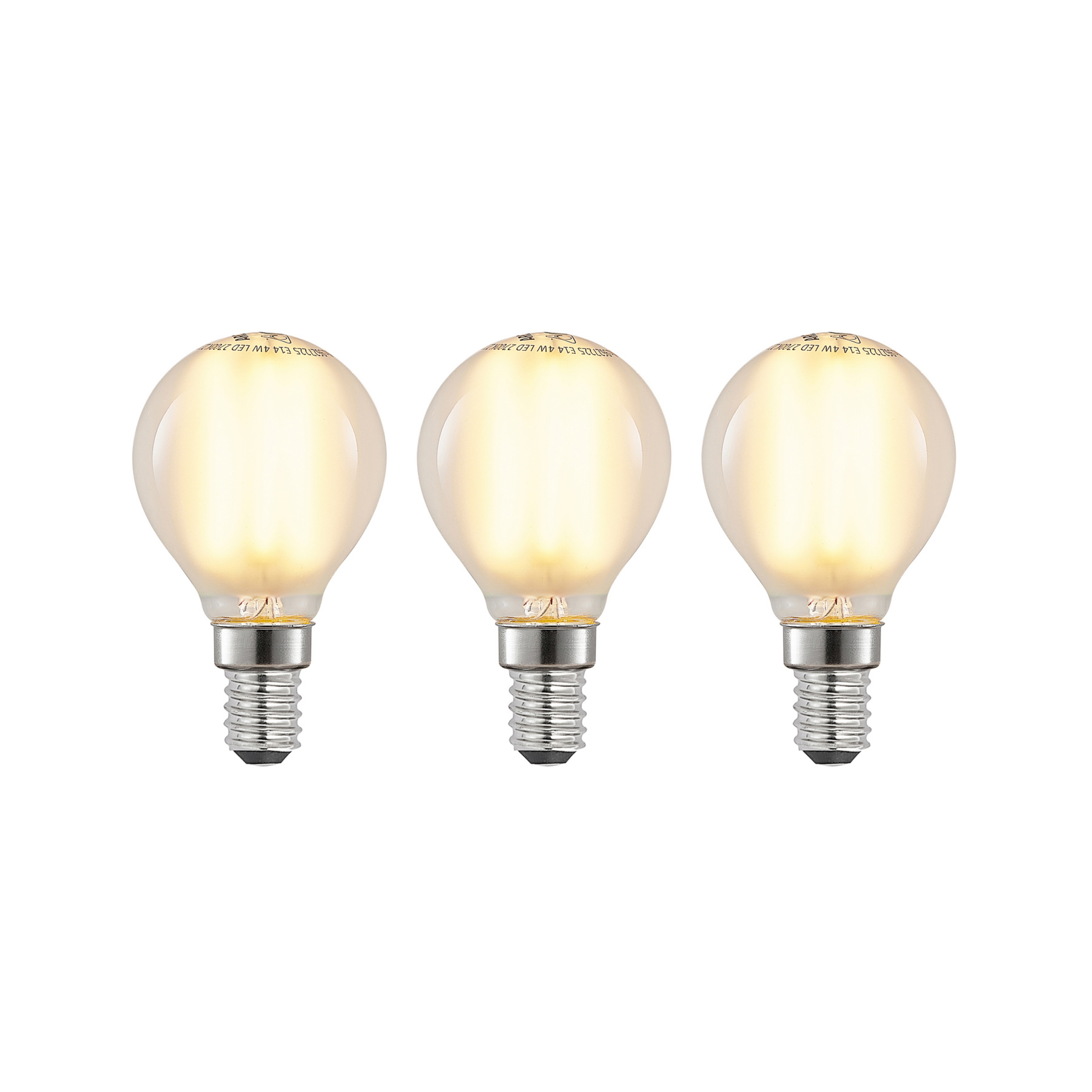 LED-dråbepære E14 4 W 2.700 K mat dæmpes, 3 stk