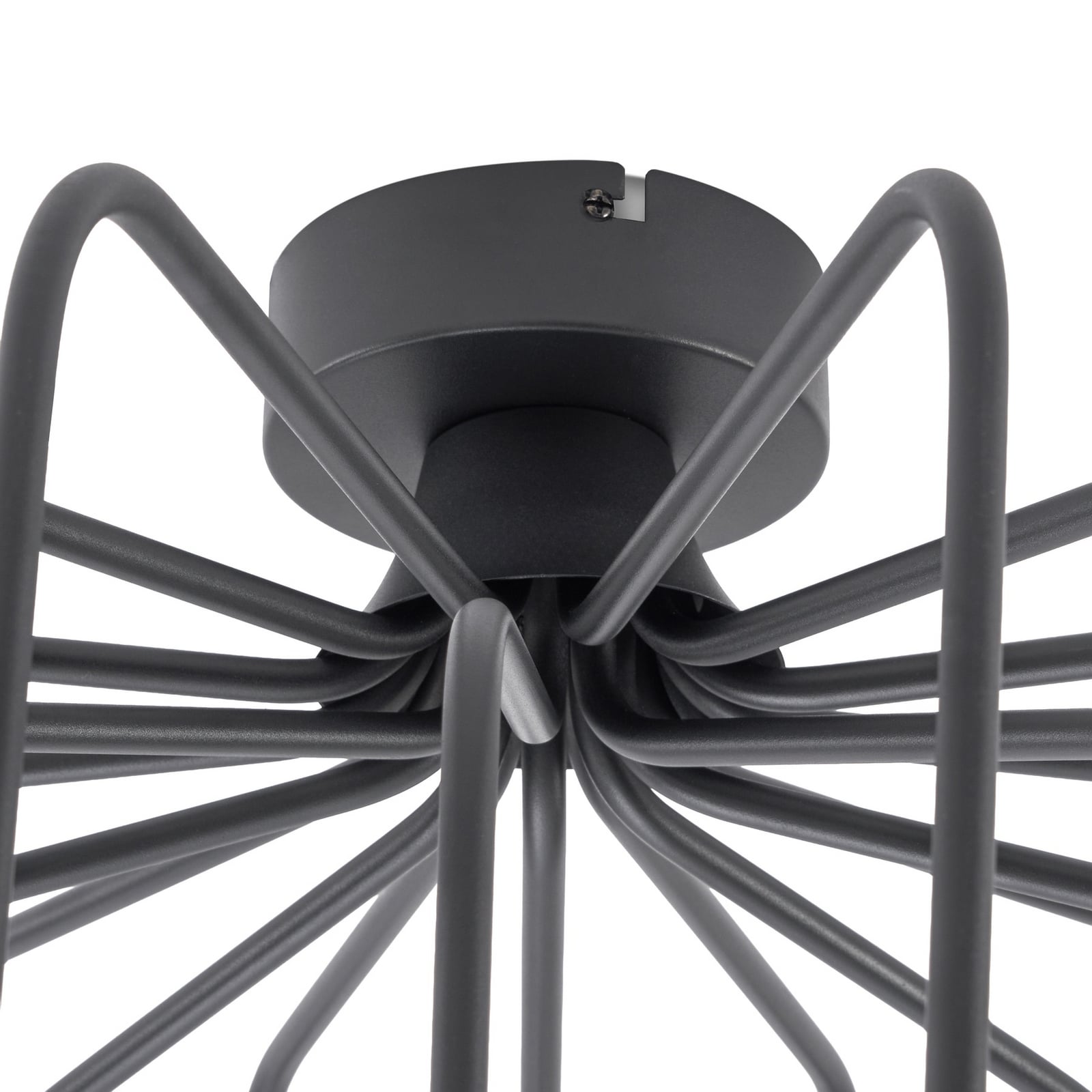 Lámpara LED de techo Lucande Ariadne, Ø 57 cm, negro mate, 20 lúmenes