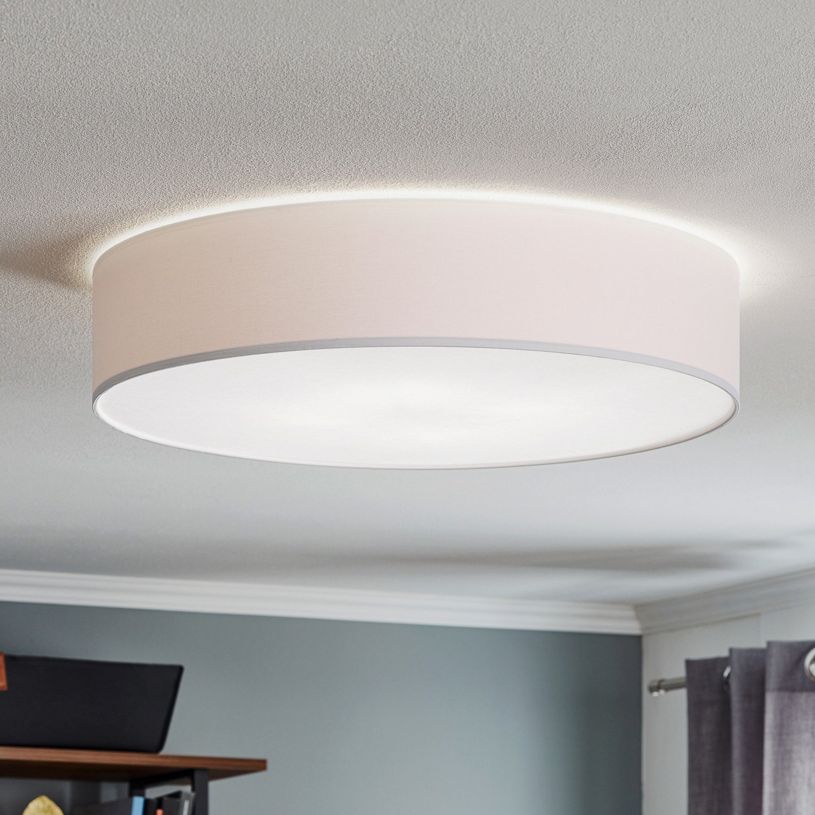TK Lighting Plafonieră Rondo albă Ø 60cm - dormitor - modern - Țesătură / Textil