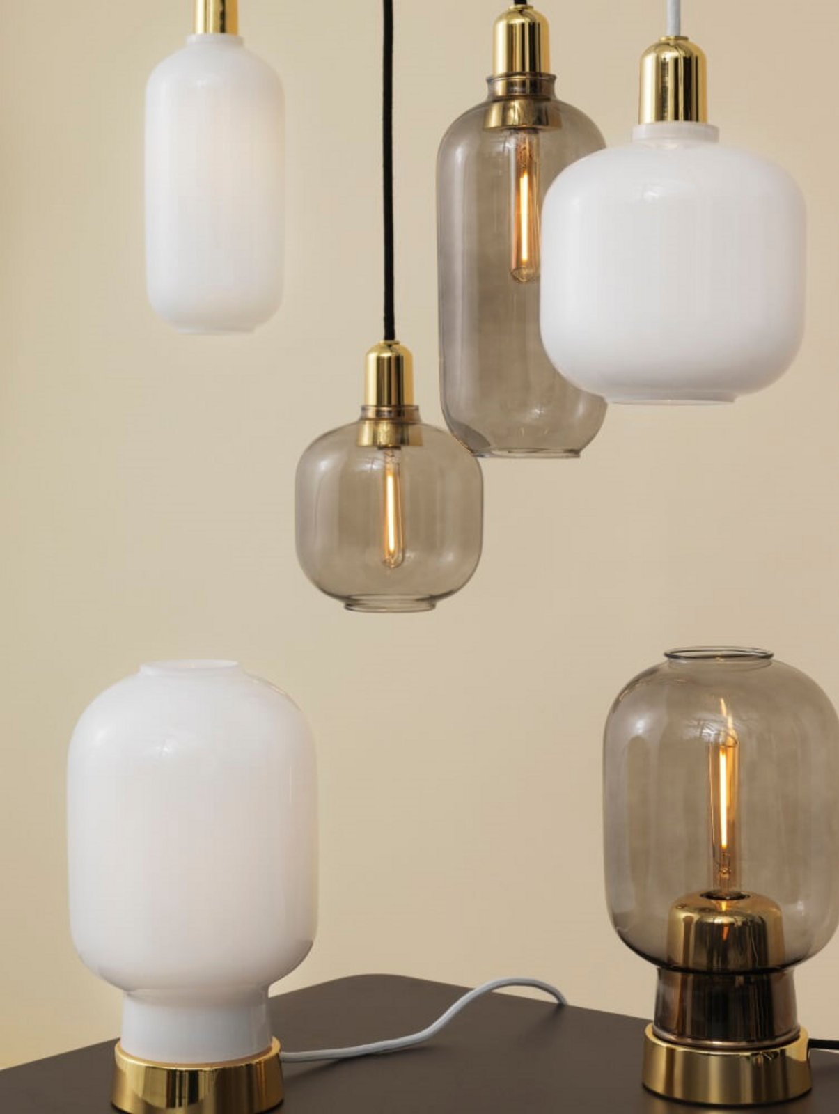 Amp Pendant Small Smoke/Brass - Normann Copenhagen