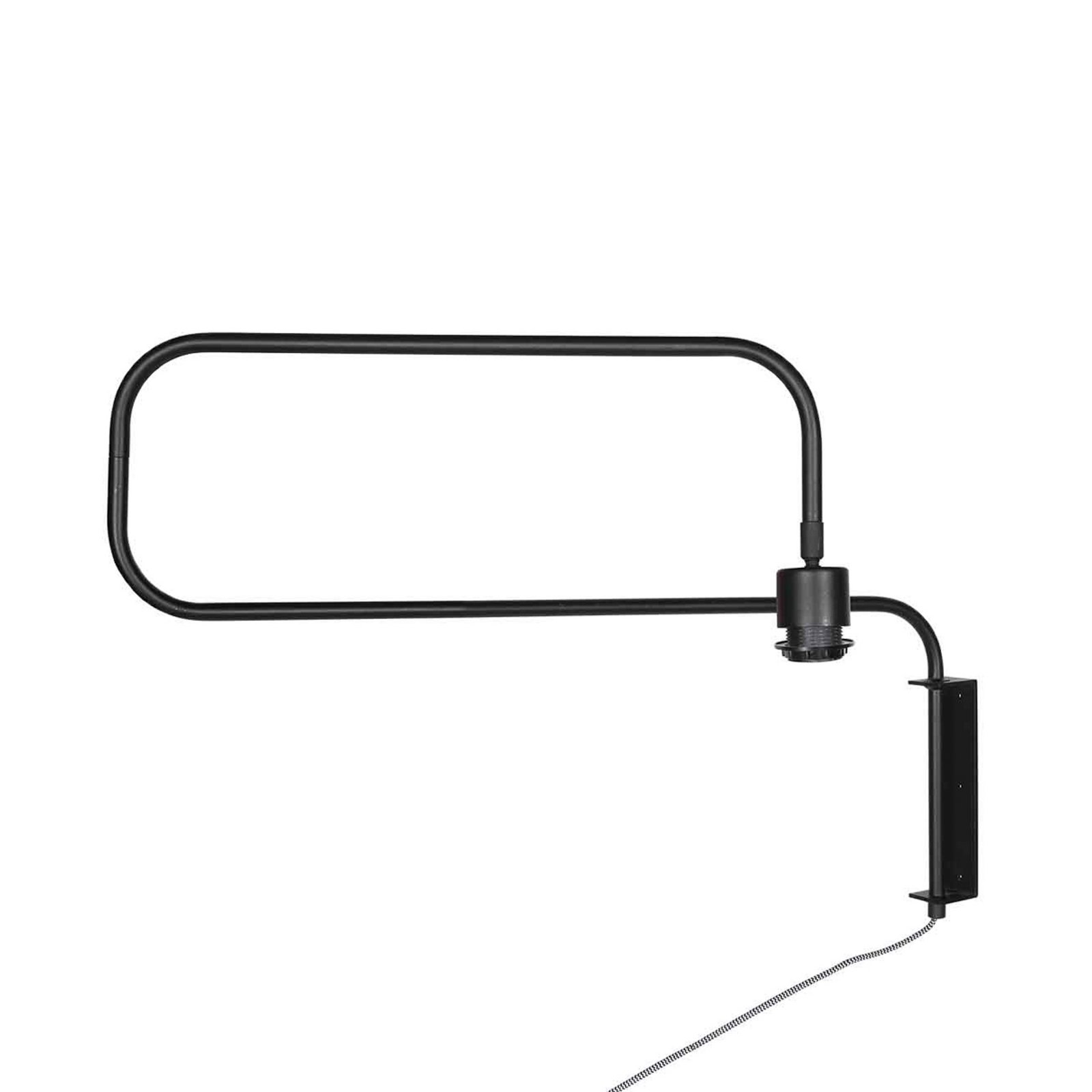 Wandlamp Bloeba, zwart/wit, uitsteek 140 cm, linnen