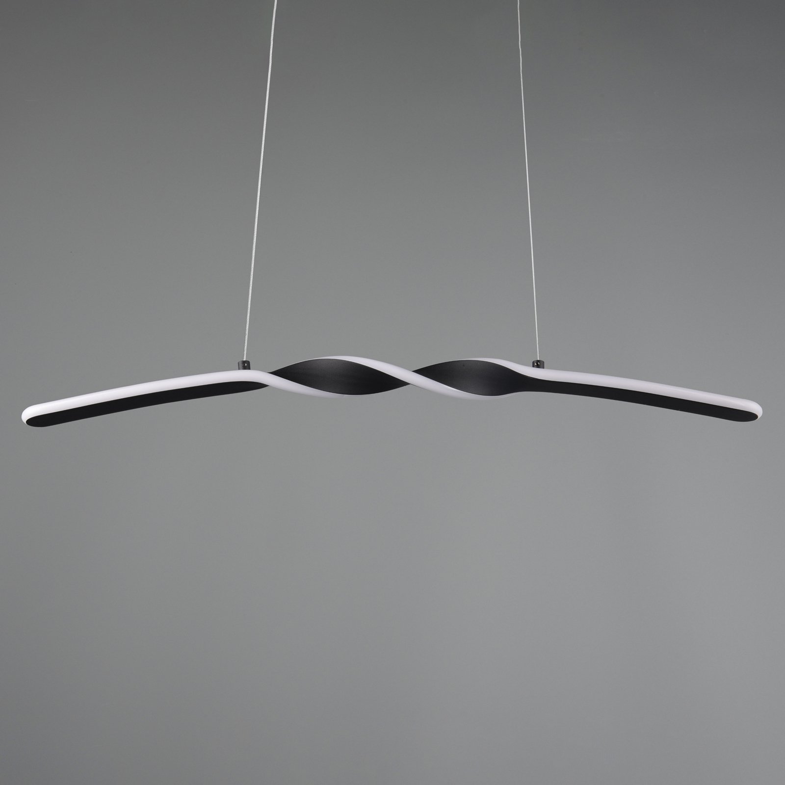LED-Pendelleuchte Ginko, schwarz matt, Metall, Länge 79 cm