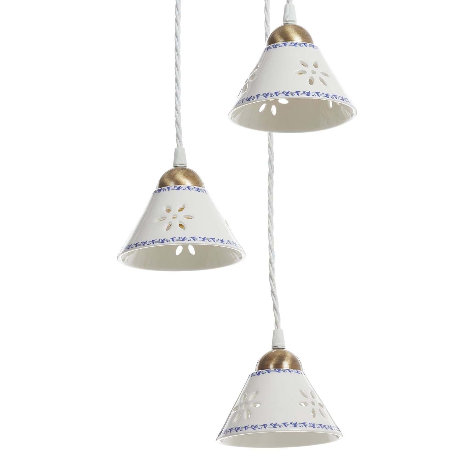 3-bulb NONNA hanging light, made of white ceramic