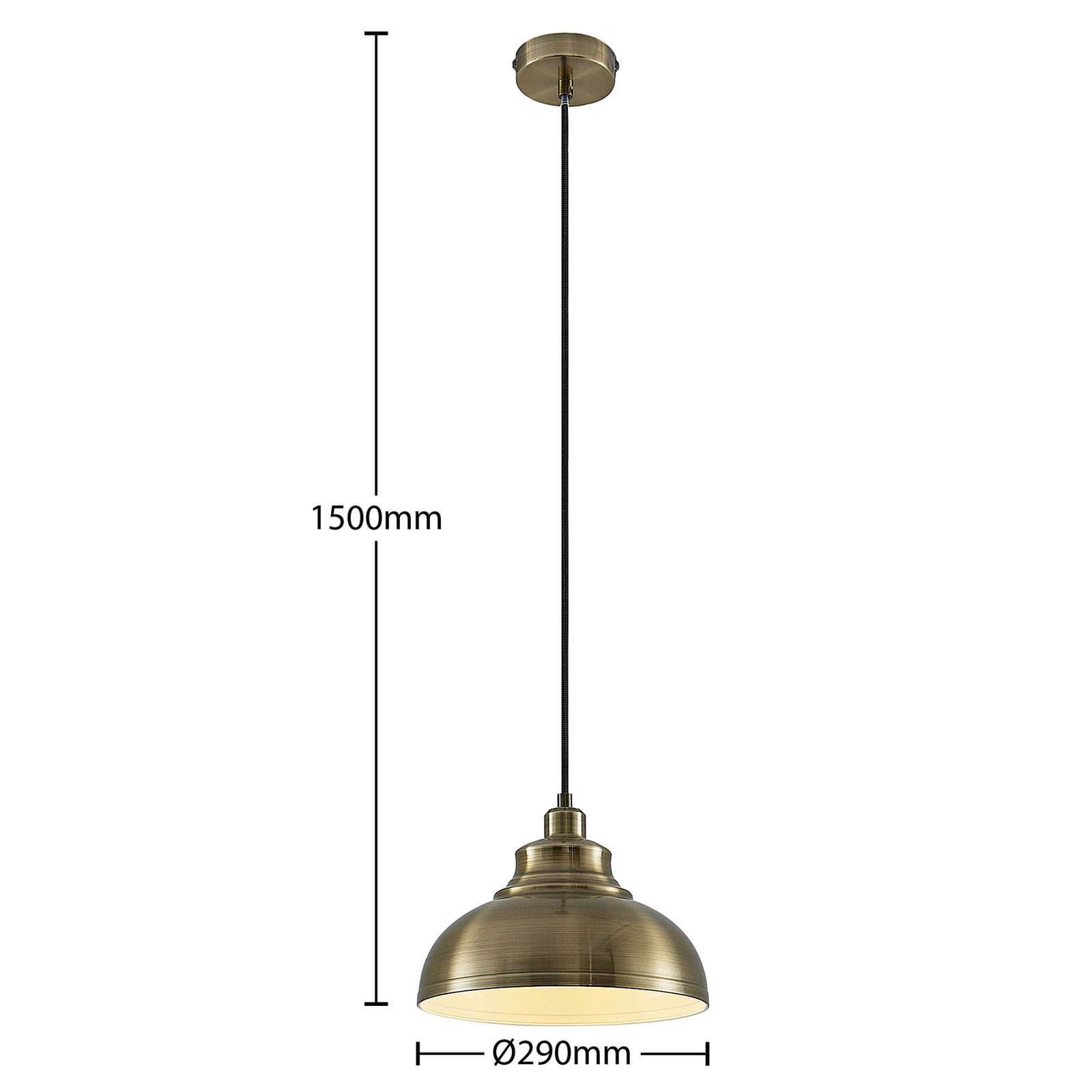 Lindby Emna pendant lamp, 1-bulb, antique brass