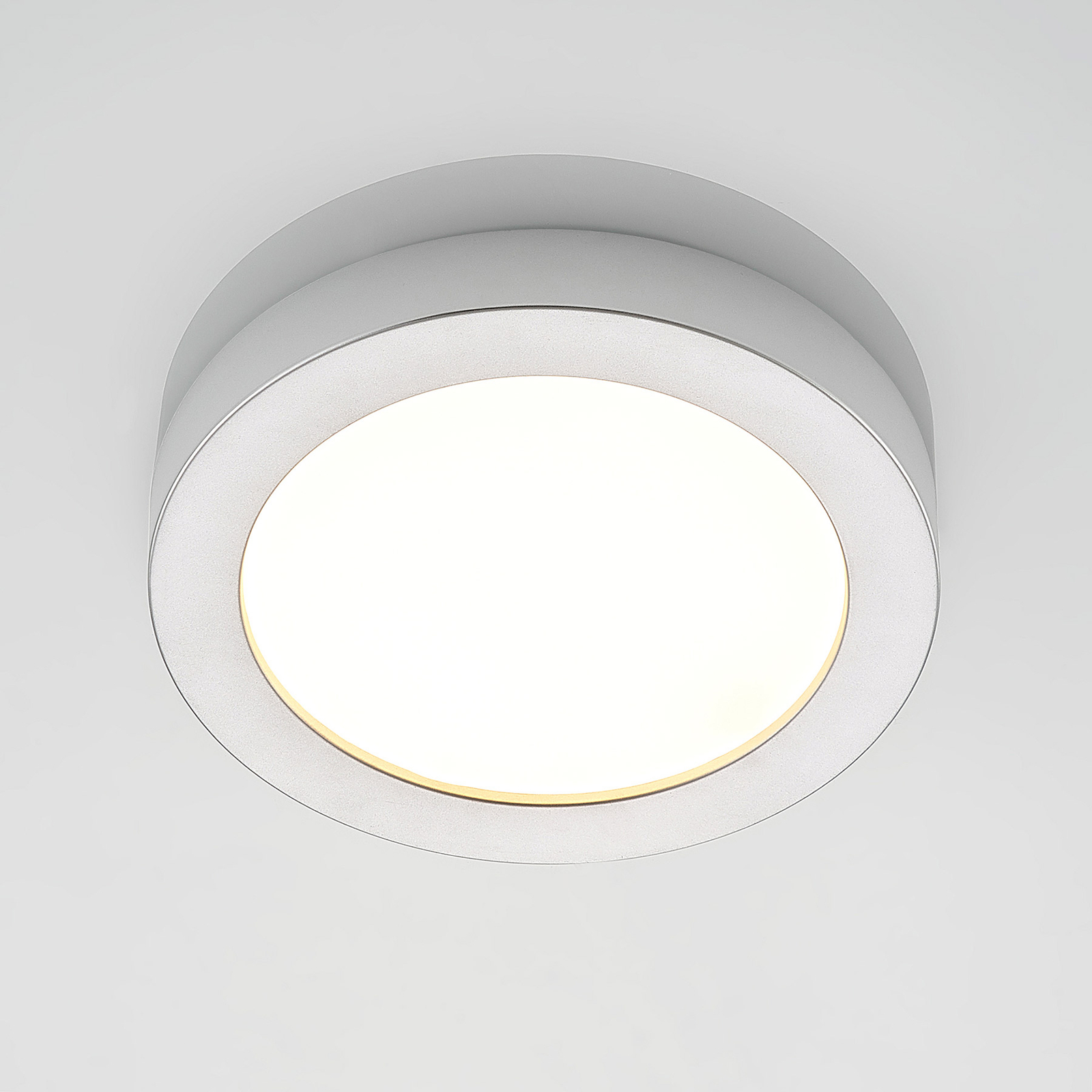 Prios LED ceiling light Edwina, silver, 24.5 cm, dimmable