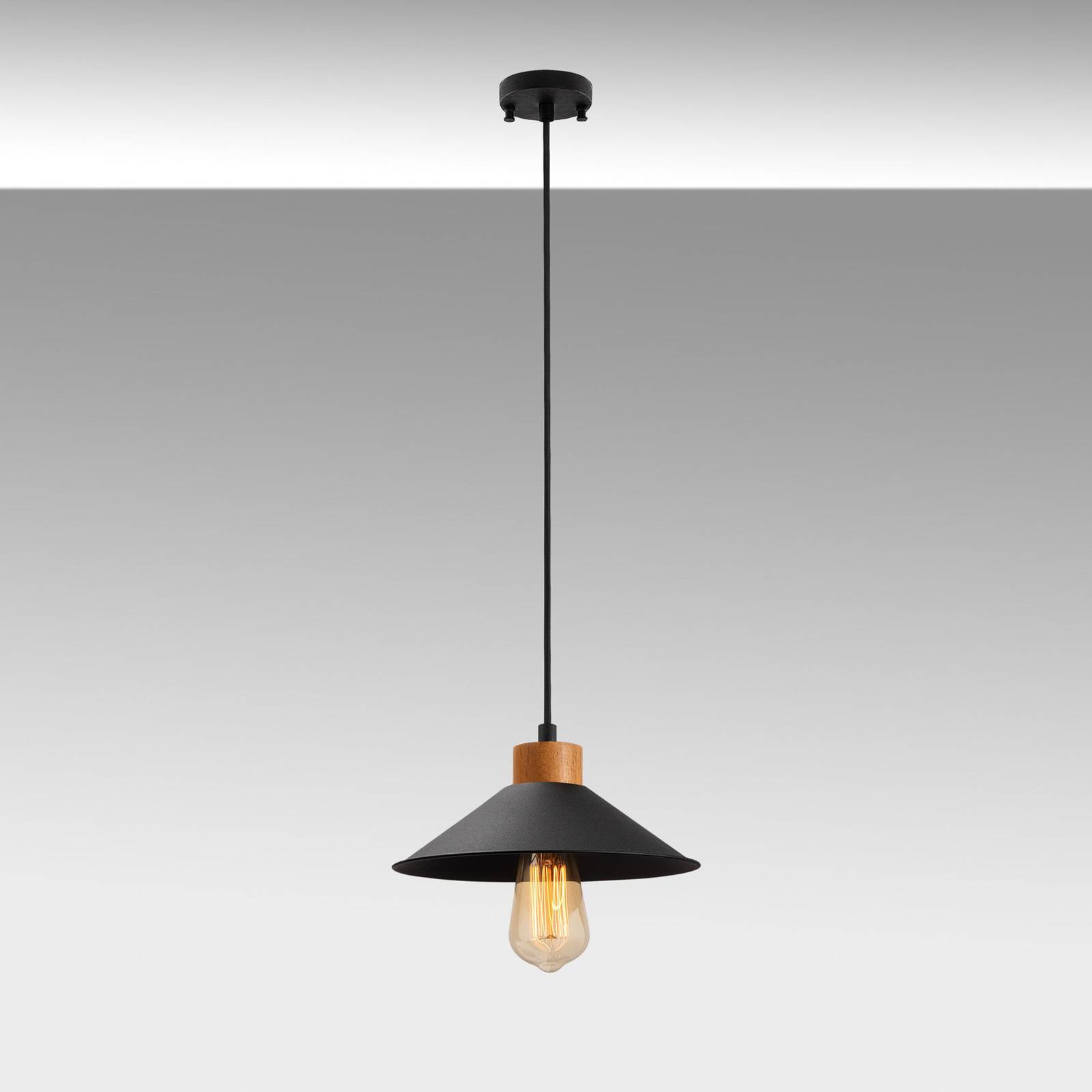 Opviq Suspension GMN-00007 à 1 lampe détail bois noire