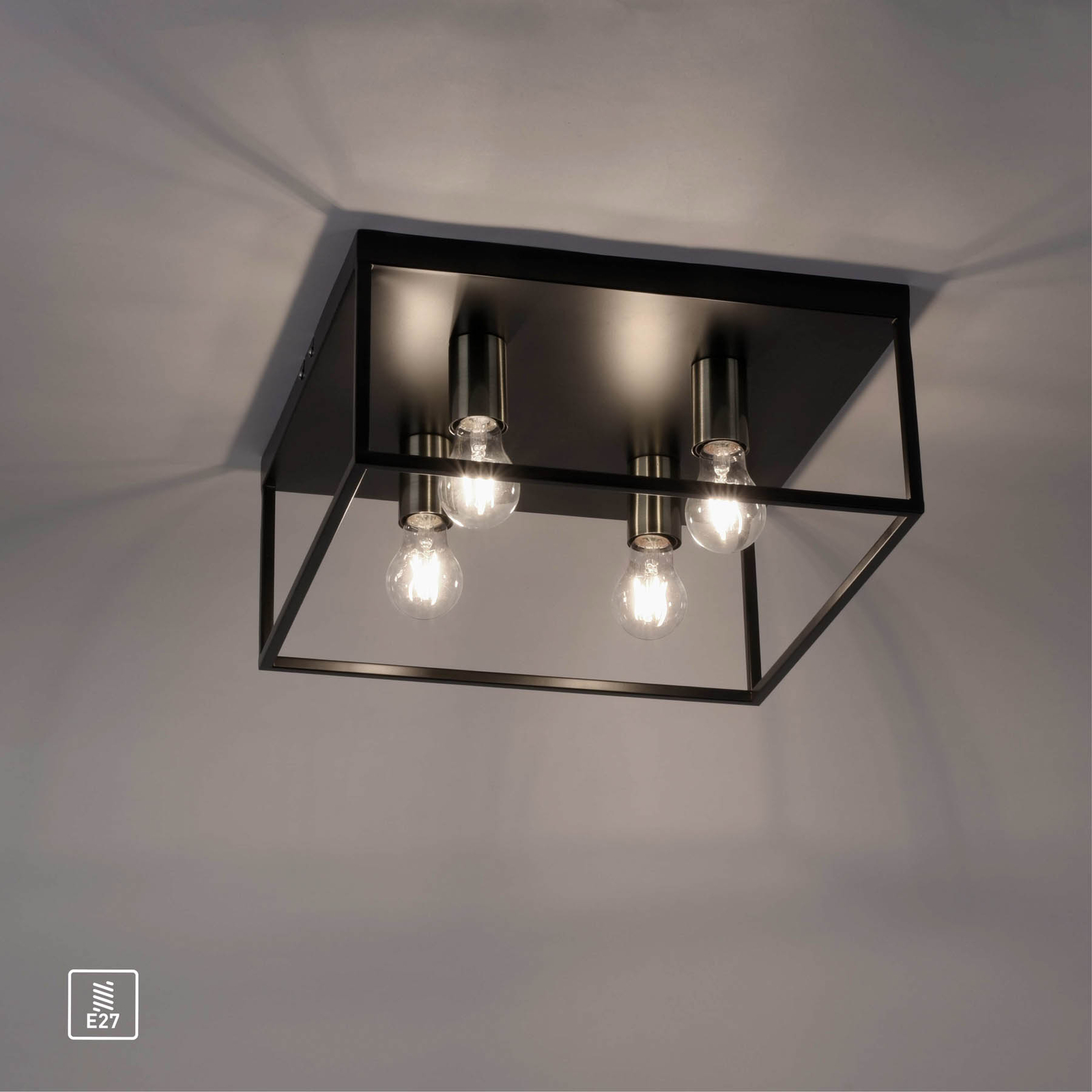 Fabio plafondlamp, 4-lamps, zwart/goud