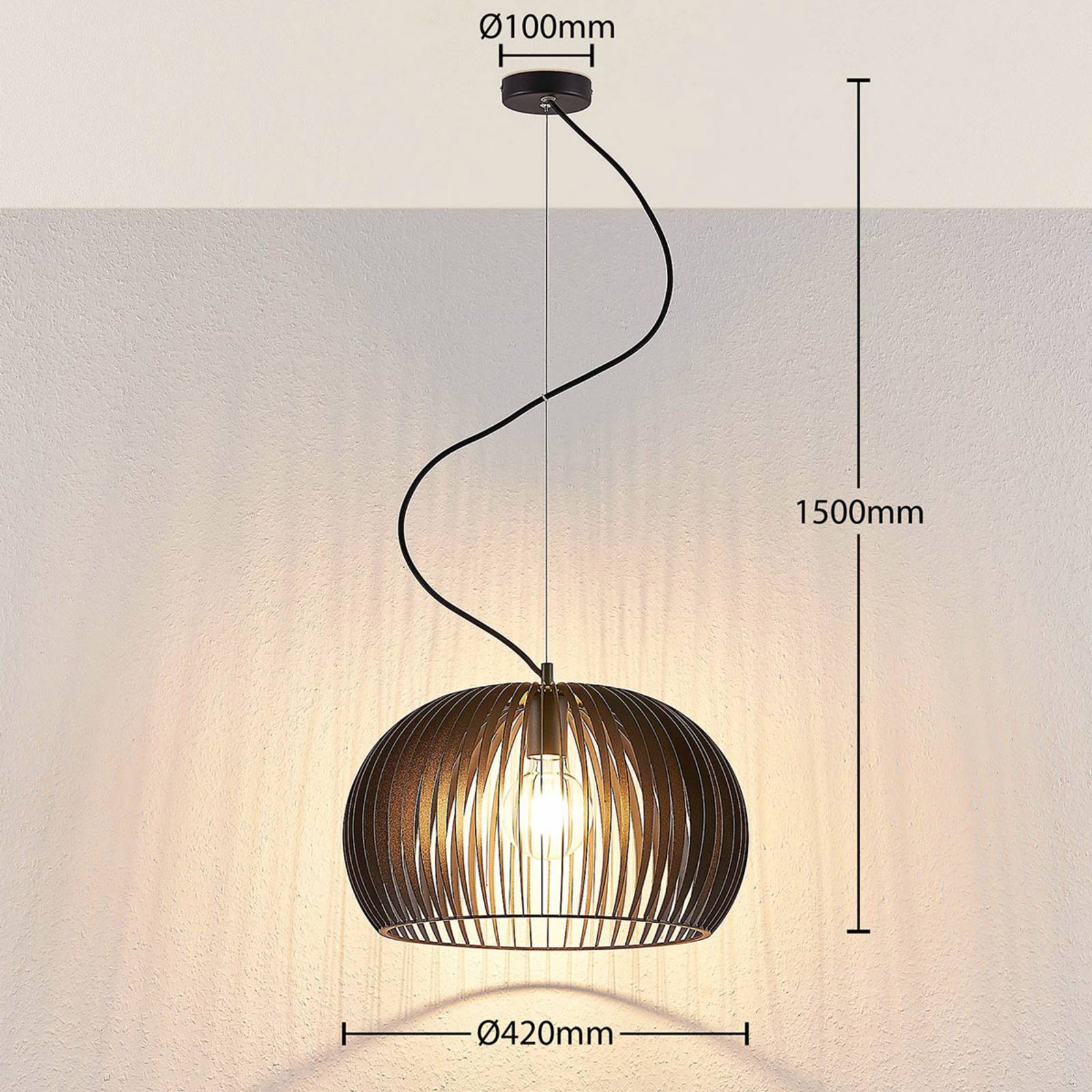 Lampa wisząca Jusra z czarnego metalu, 1-punktowa.