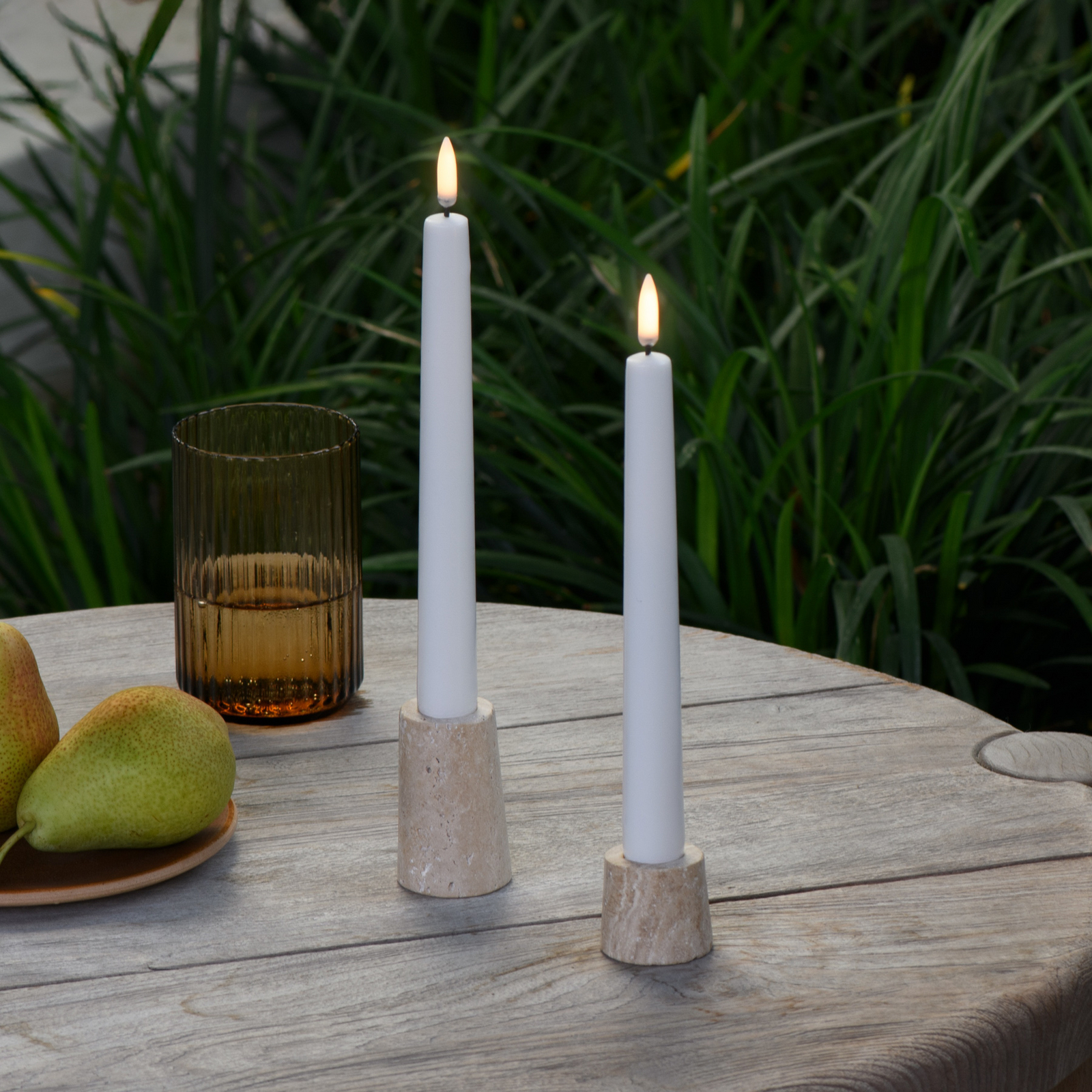 Taper Outdoor LED-stearinljus, 2-pack, höjd 25 cm, vit – Uyuni Lighting