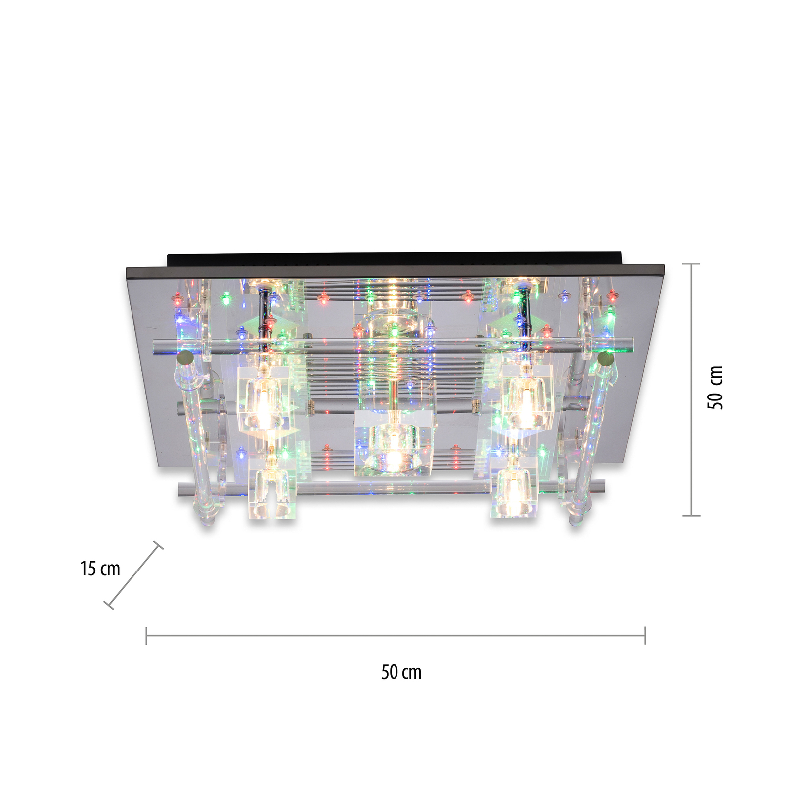 Candeeiro de teto LED Kemal 2.0, cromado com RGB