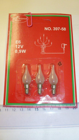 E6 0.9 W 12 V bulbs LV - window candle set of 3