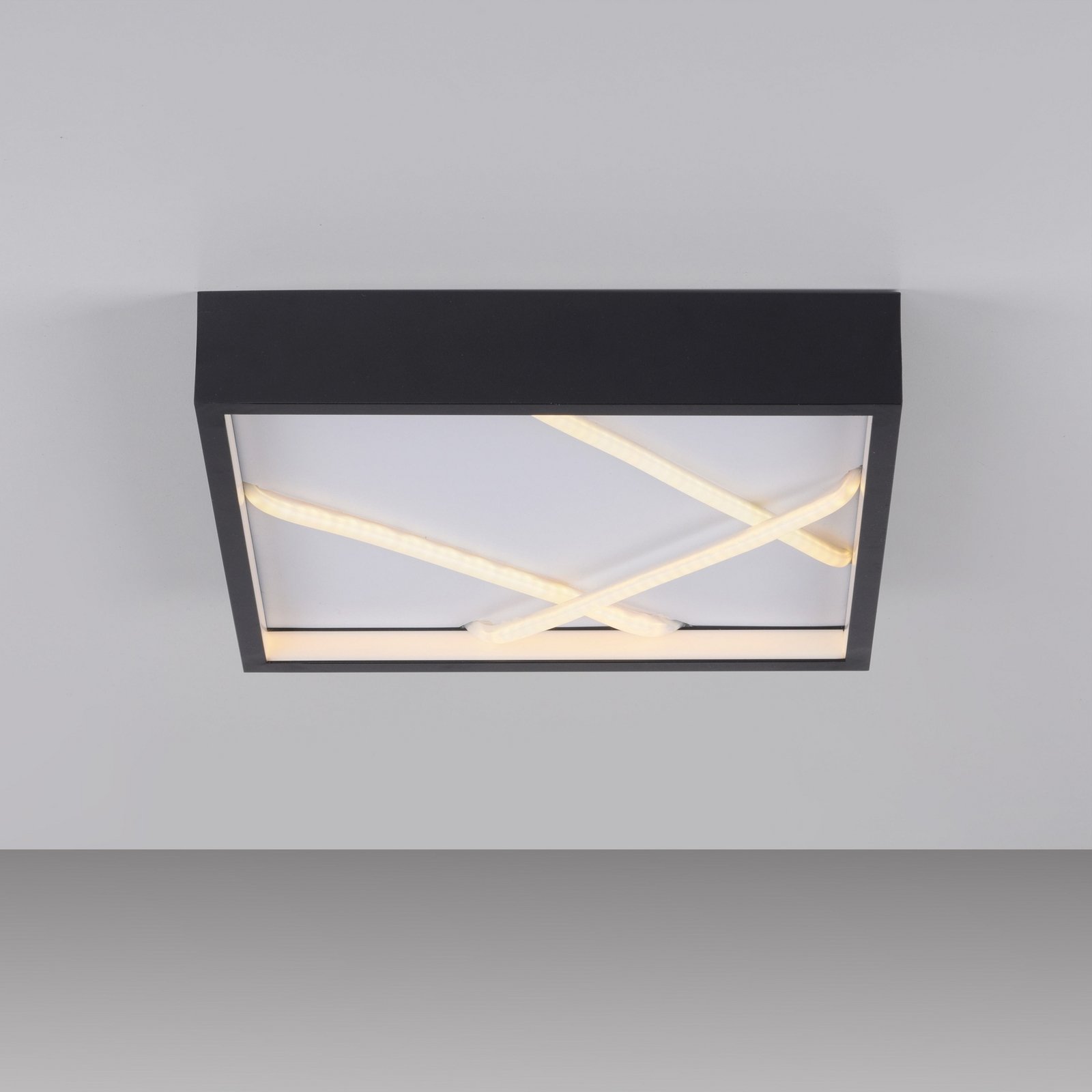 JUST LIGHT. LED plafondlamp Mikado, 30 x 30 cm, zwart