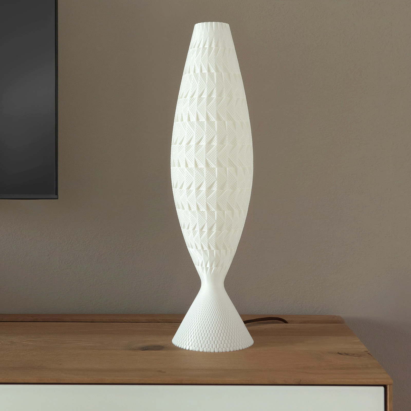 Fraktal table lamp, biomaterial, silk, 65 cm