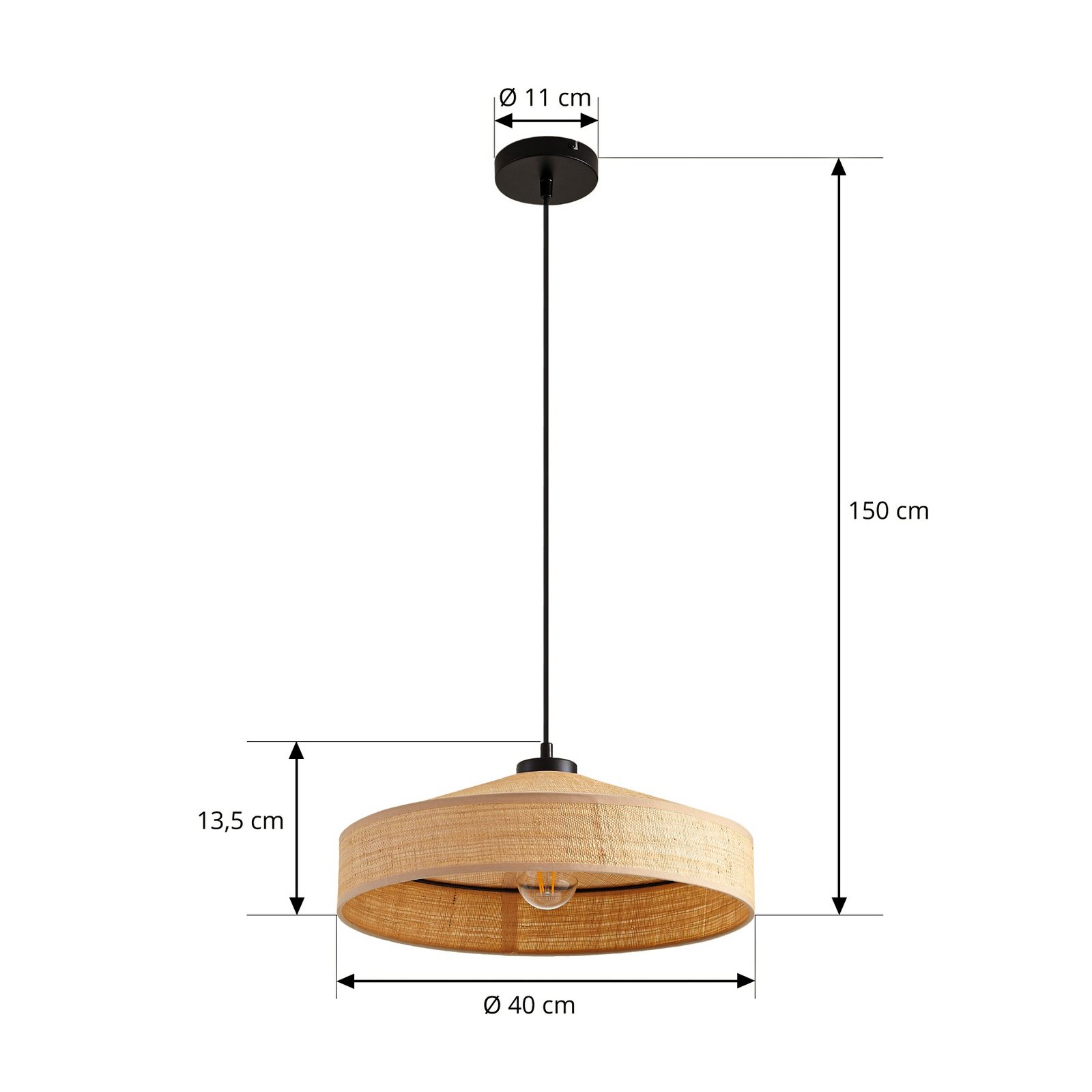 Lindby Hängeleuchte Haldor, Leinen, gewebt, natur, Ø 40 cm