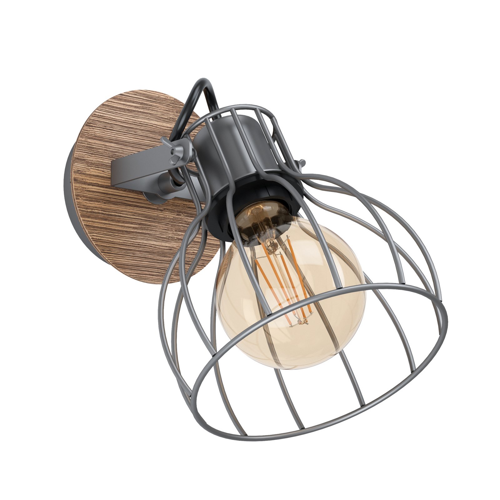 Sambatello wall lamp, 1-bulb, brown/silver