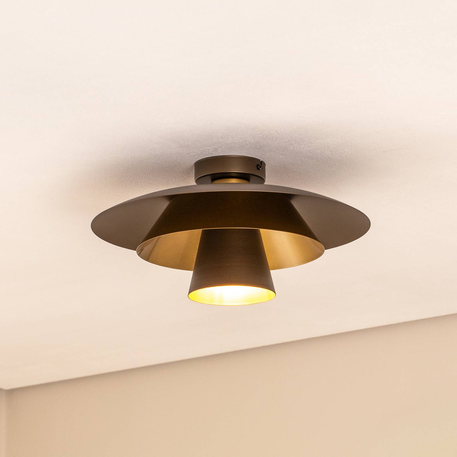 Deckenleuchte Plato, titan/goldfarben, Metall, Ø 38 cm, E27 günstig online kaufen