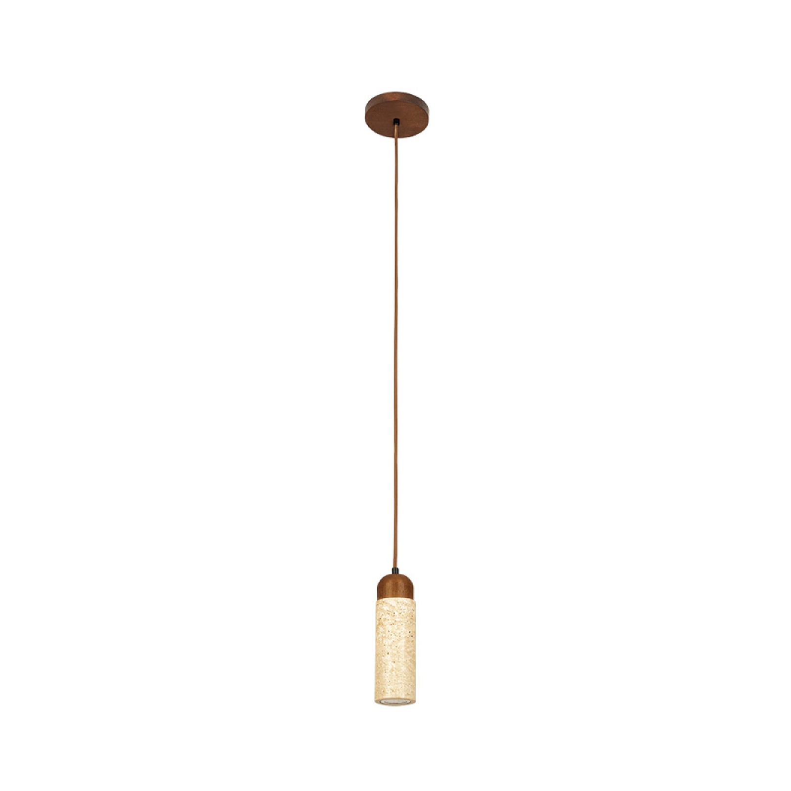 Hängeleuchte 25417, beige, Ø 7 cm, Stein/Holz, GU10
