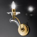 Wandlamp ICARO, 1-lichts met kristalglas, goud
