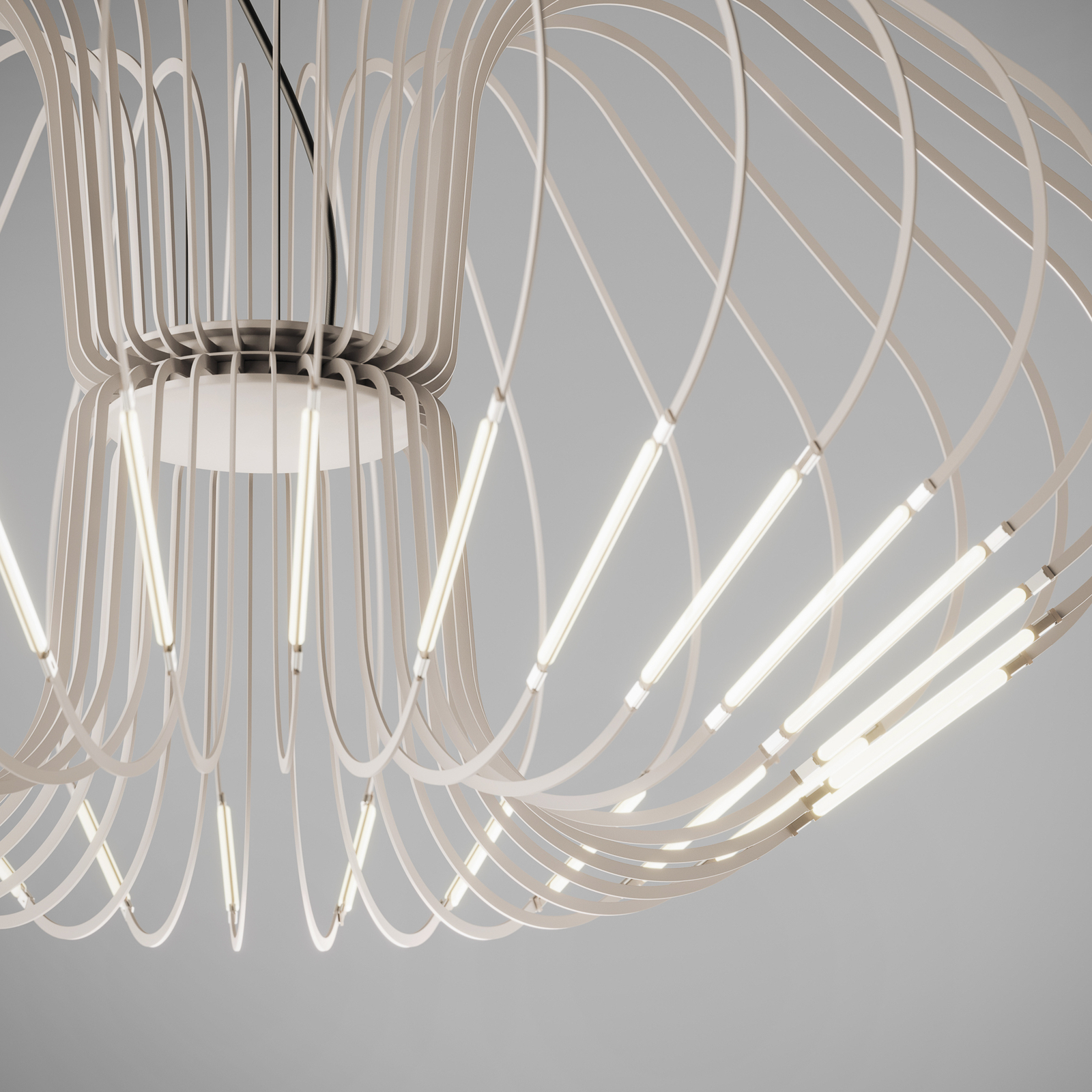 Suspension LED Filo, beige, métal, Ø 50 cm, 2.700 K