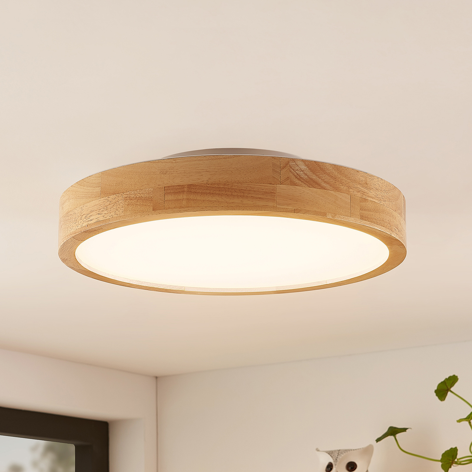 Lindby Milada lampa sufitowa LED, drewno dębu