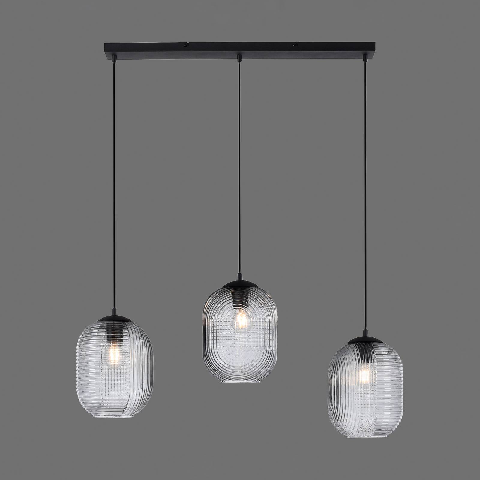 Lampa wisząca Paul Neuhaus Shitake, dymny szary, szkło, 86 cm, E27