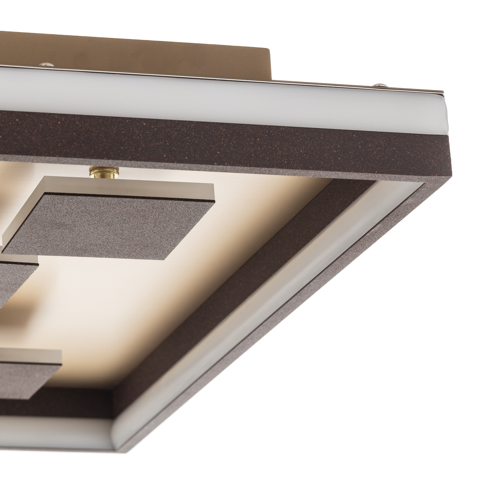 Rico LED ceiling light, dimmable, angular, brown