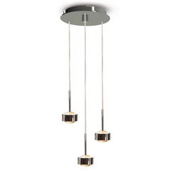 Lampada a sospensione Puk Drop Trio, cromo opaco, a 3 luci G9