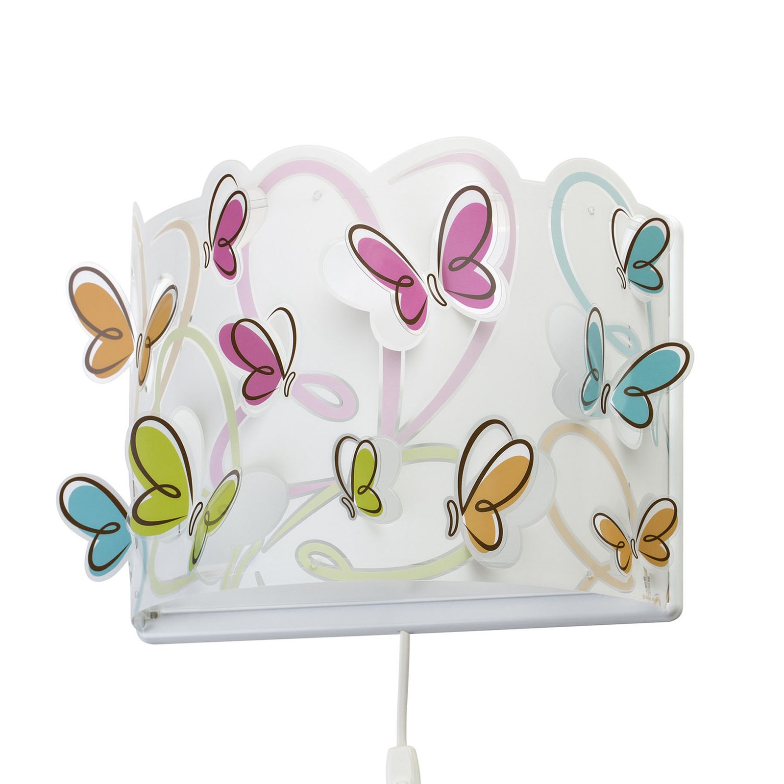 Butterfly children's wall light with cable and plug