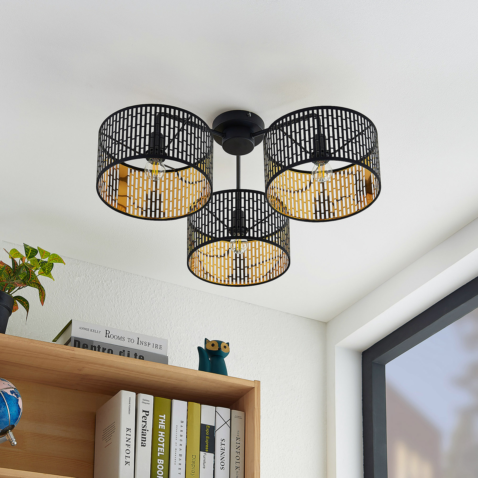 Lindby Aridani Deckenleuchte in Schwarz und Gold