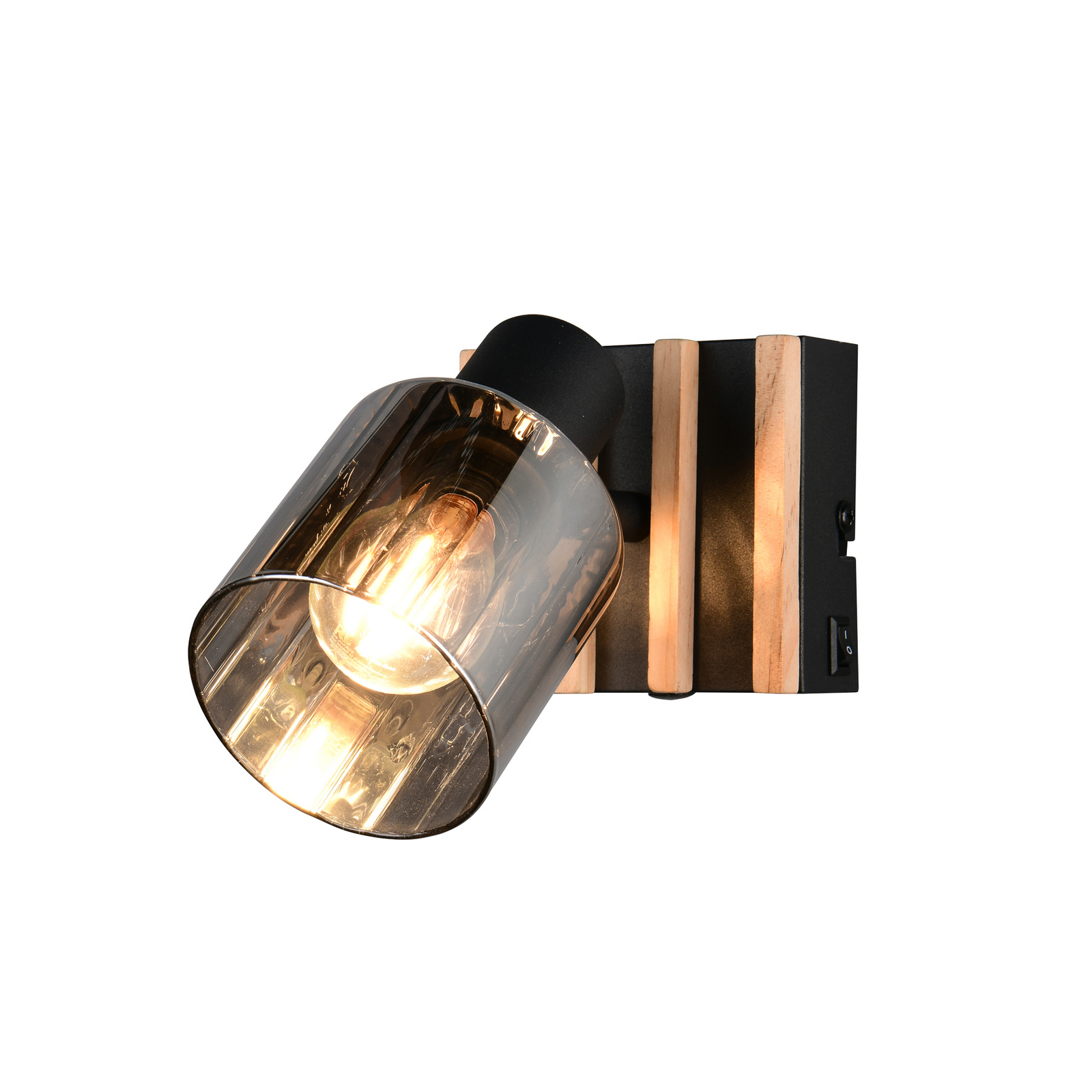 Spot Travia, 1 bec, negru/cenușiu fumuriu, întrerupător