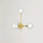 Dom wall light, 3-bulb, clear/gold, glass