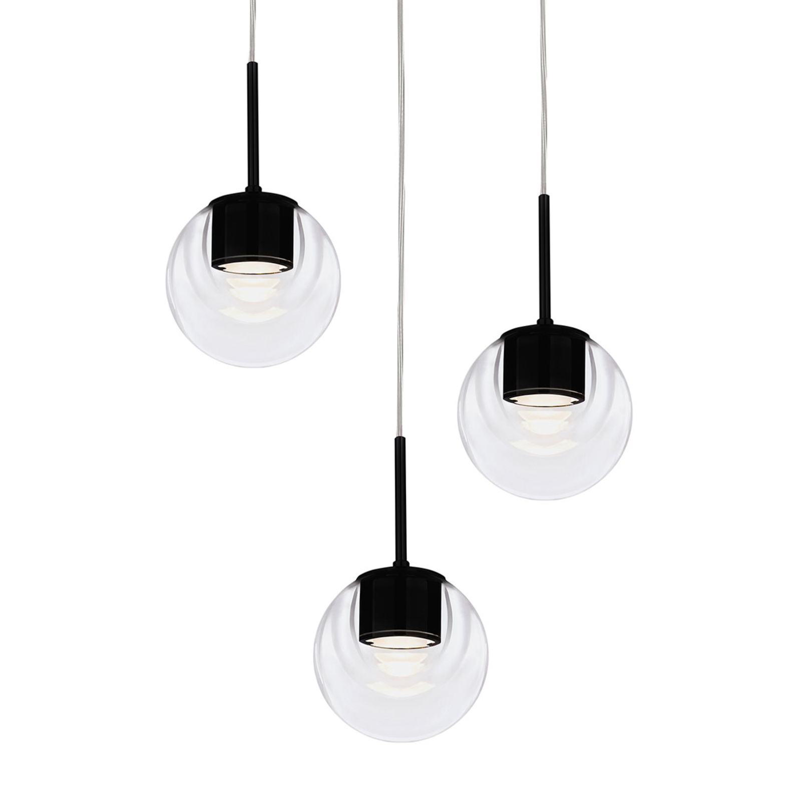 Kundalini Dew 3 LED hanging light 3-bulb black