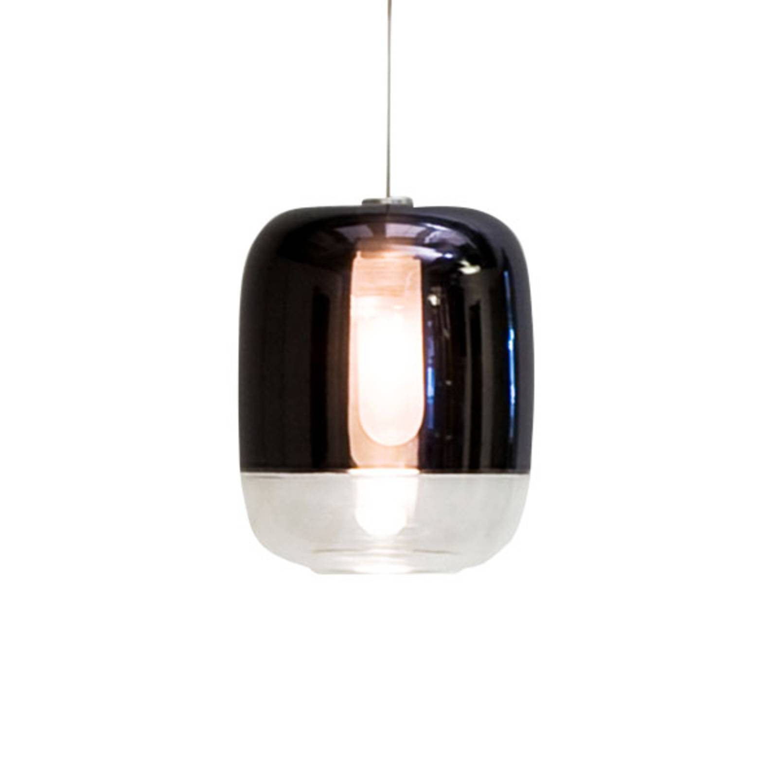 Prandina Gong mini S1 hanging light, black, for Living / Dining Room, handblown glass, G4, 20 W, H: 16.5 cm