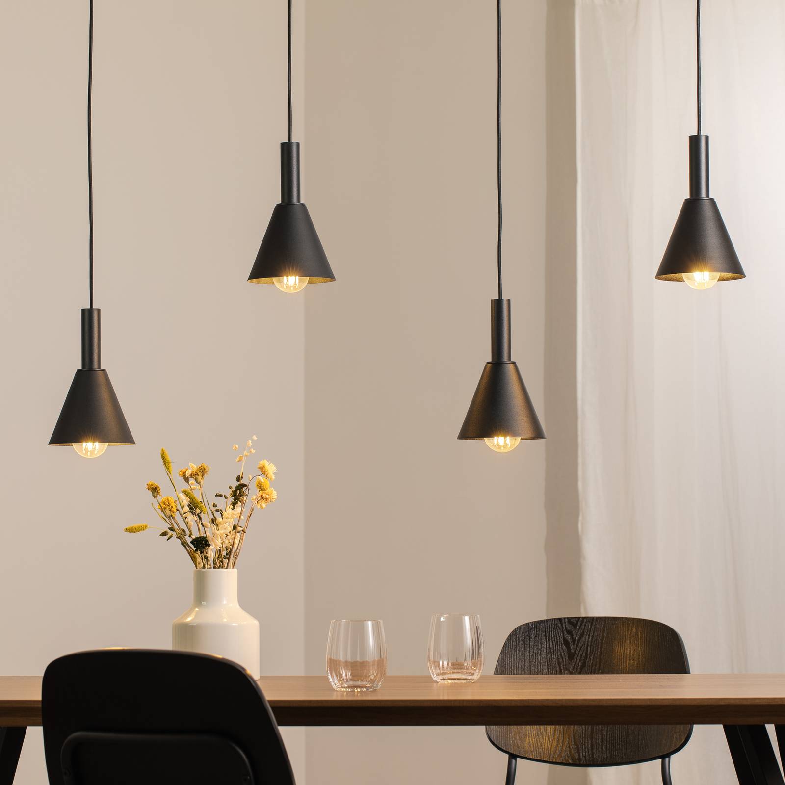 Hängelampe Norte, schwarz/gold Stahl Länge 114 cm, 4-flammig günstig online kaufen