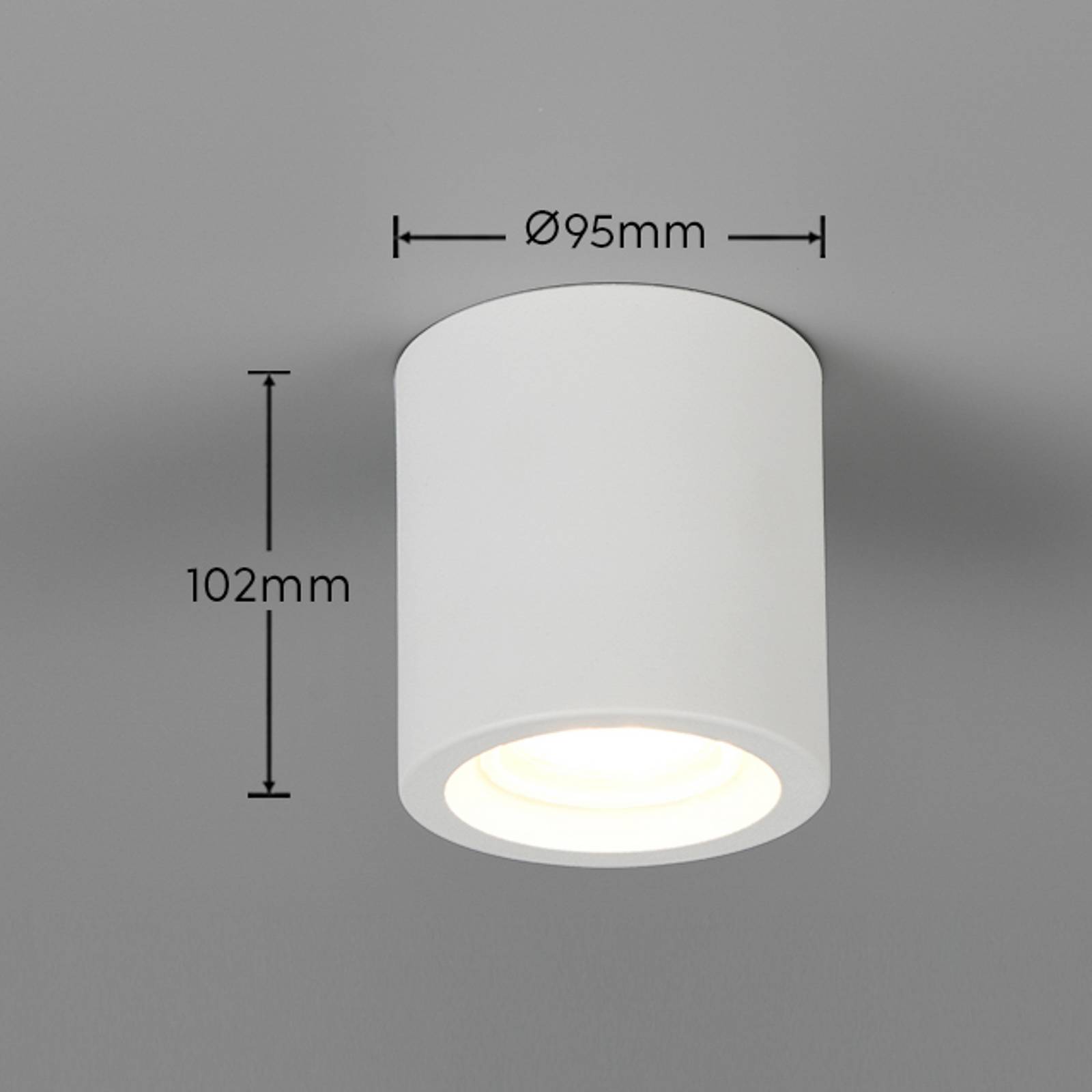 Taklampe Biscotto, matt hvit, Ø 9,5 cm, metall, IP44