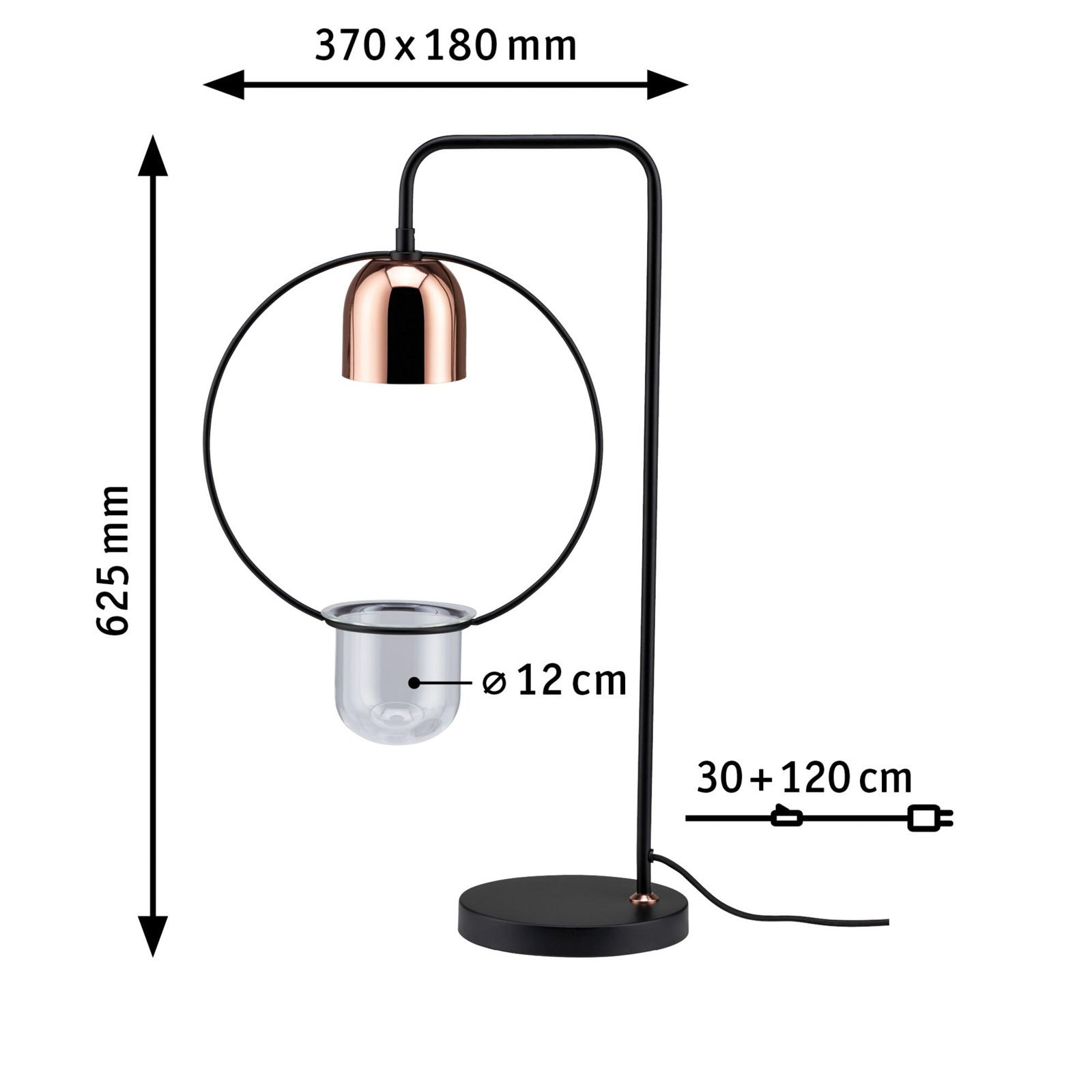 Paulmann lampă de masă Fanja cu ghiveci plante - Camera de zi / sufragerie - modern - negru cupru - Metal