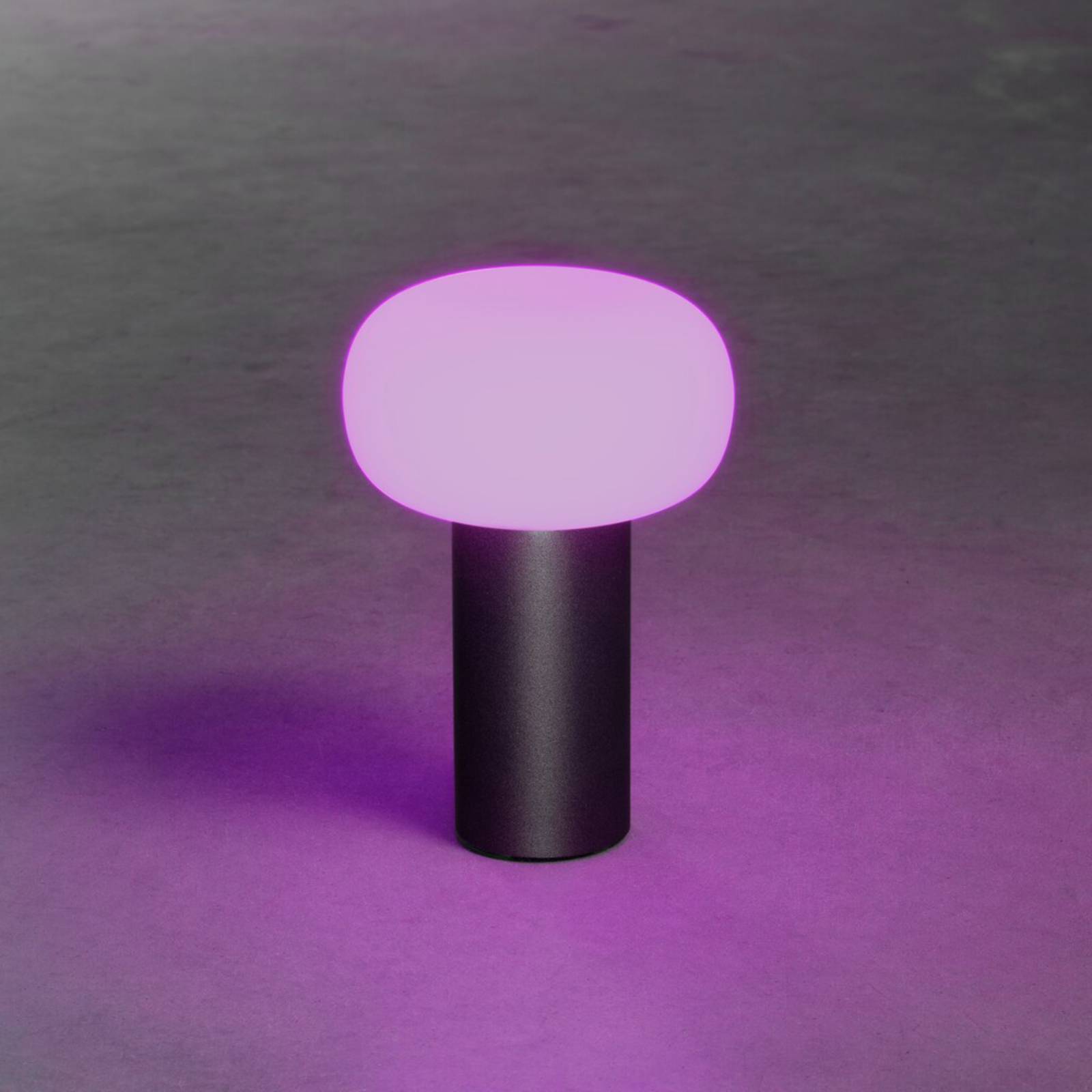 Konstsmide LED stolní lampa Antibes IP54, baterie RGBW, černá
