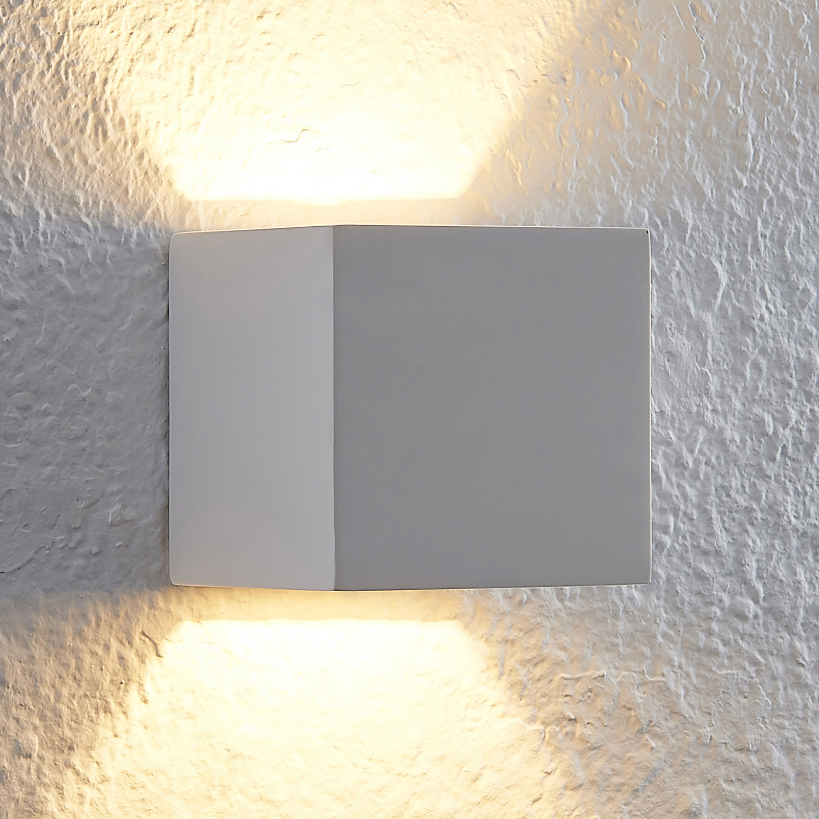 Lindby Quaso LED-Wandleuchte aus weißem Gips