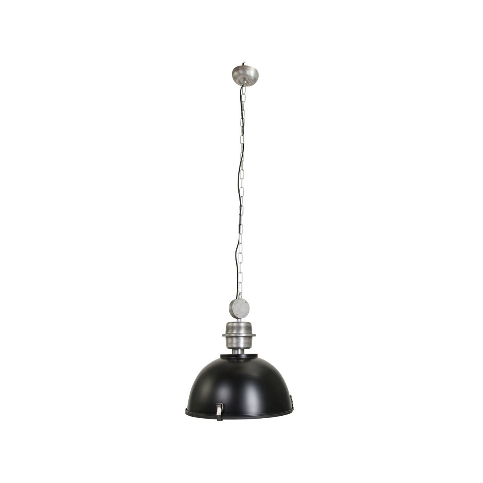 Lámpara colgante Bikkel, Ø 42 cm, negra, metal, cristal, E27