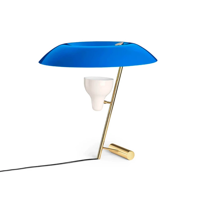 Astep - Modell 548 Tischleuchte Polished Brass/Azure