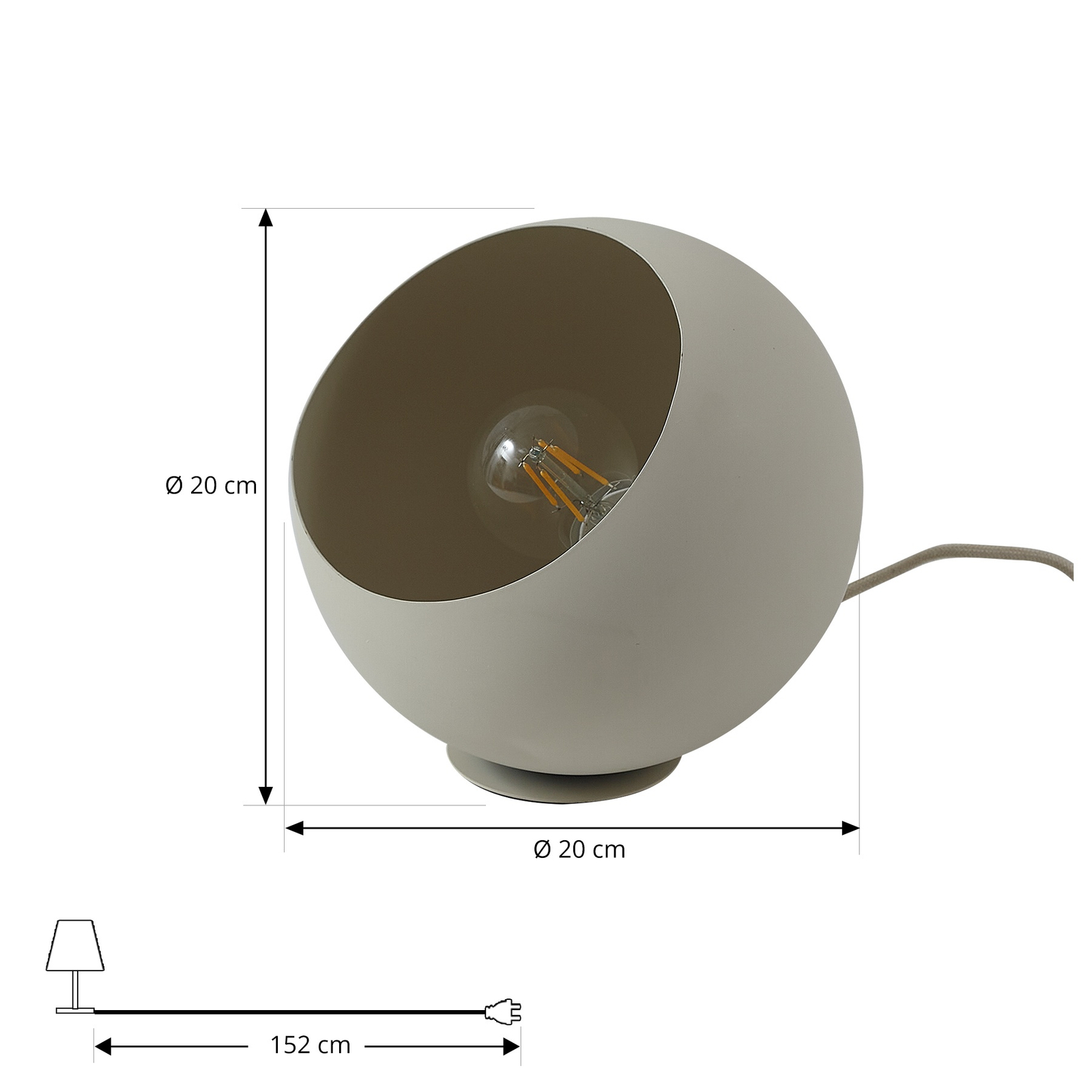 Lindby Solomia bordlampe, beige, jern, Ø 20 cm