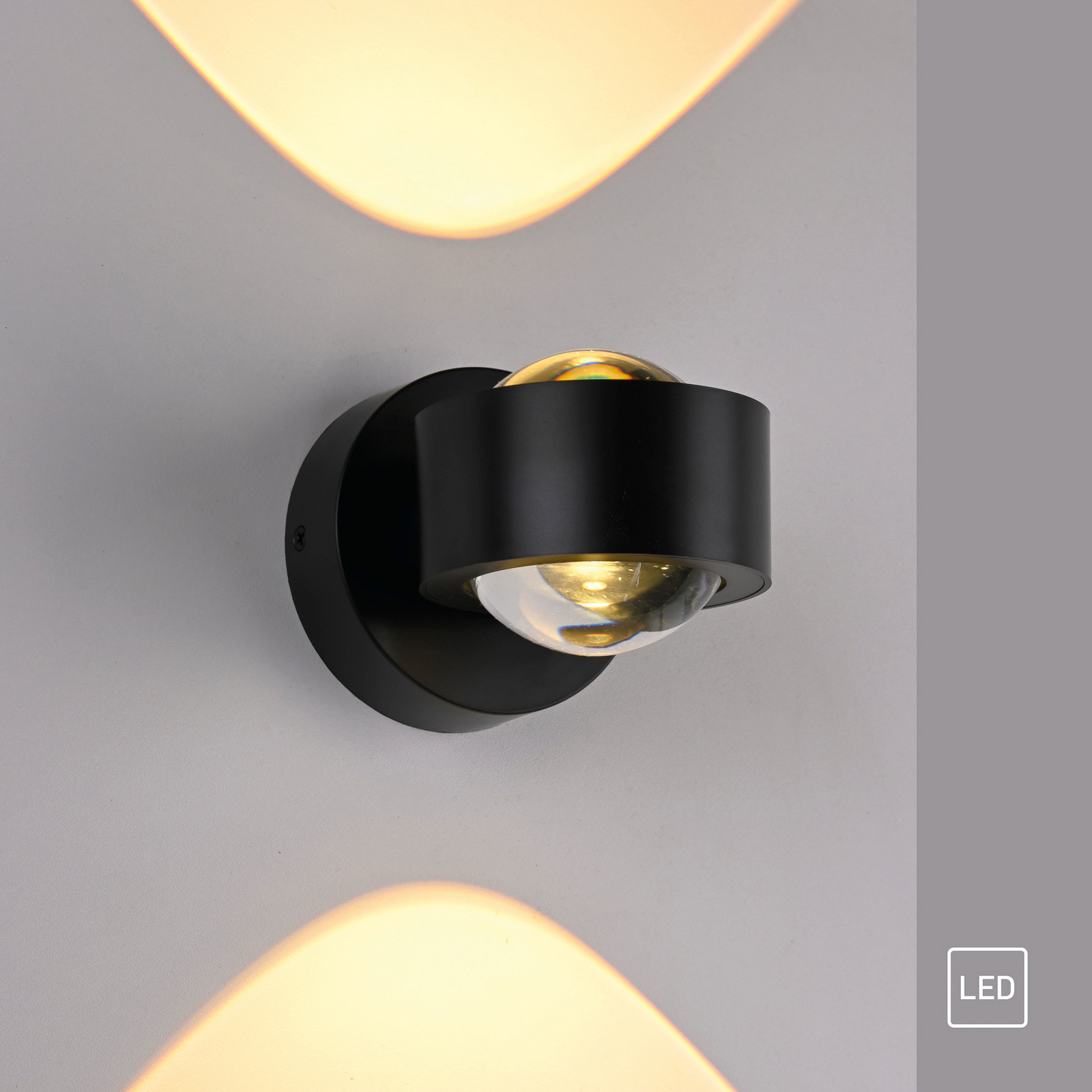 Schöner Wohnen LED wall lamp Chia, black, 3,000 K, up/down Schöner Wohnen LED wall lamp Chia, black, 3,000 K, up/down