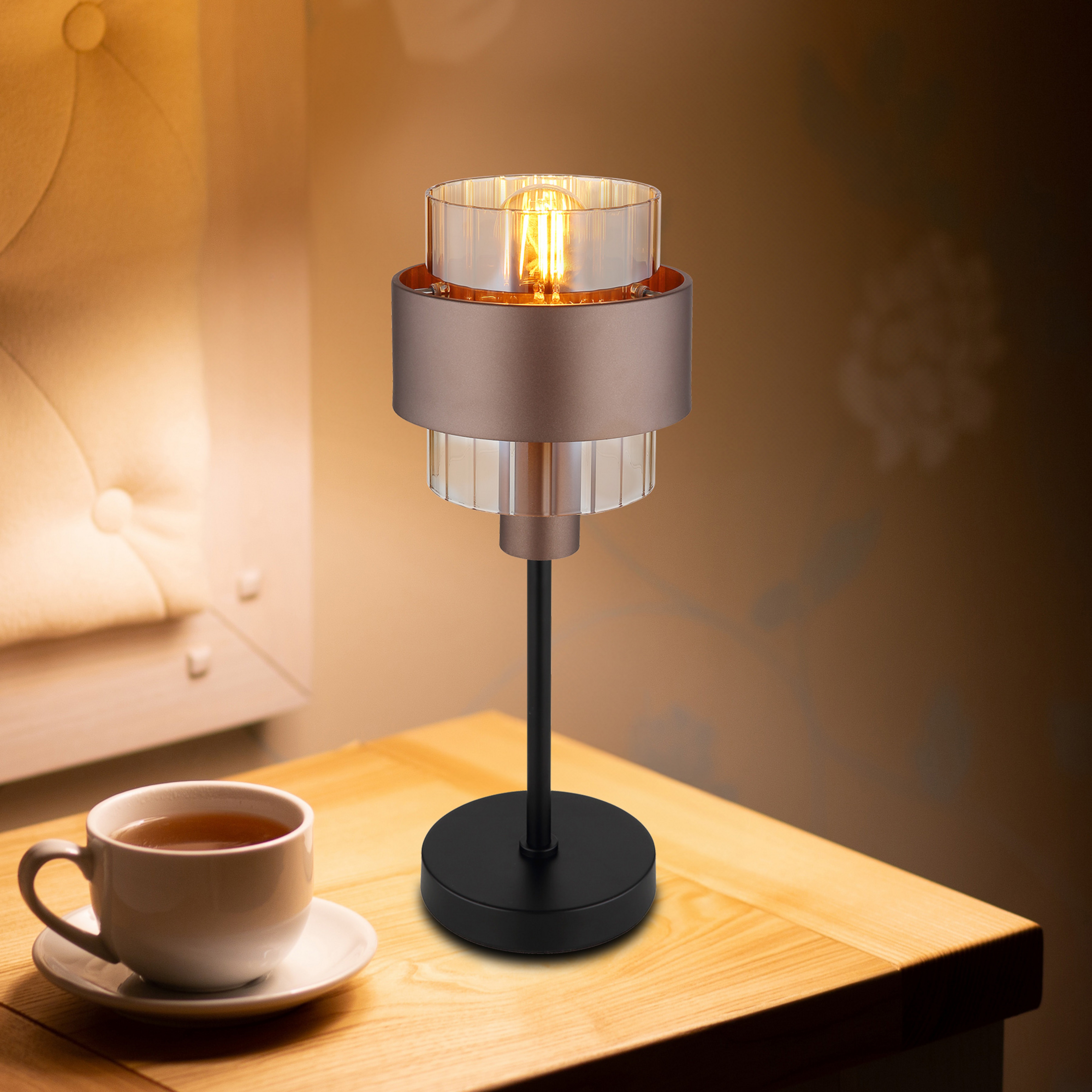 Tischlampe Milley, Höhe 47 cm, bronzefarben, Metall