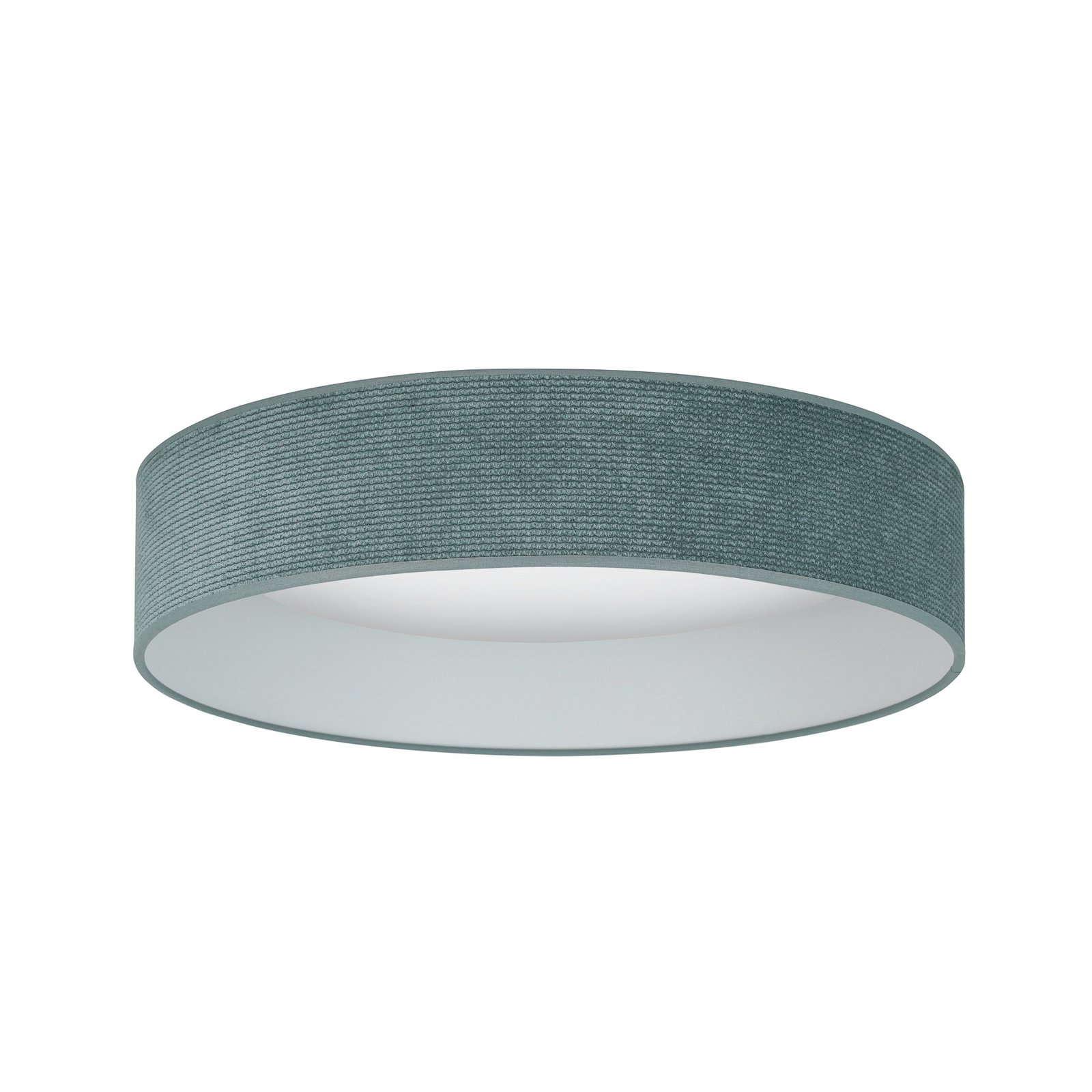 LED griestu gaismeklis Plafond, piparmētru zaļš, audums, Ø 45 cm, 3 pakāpieni