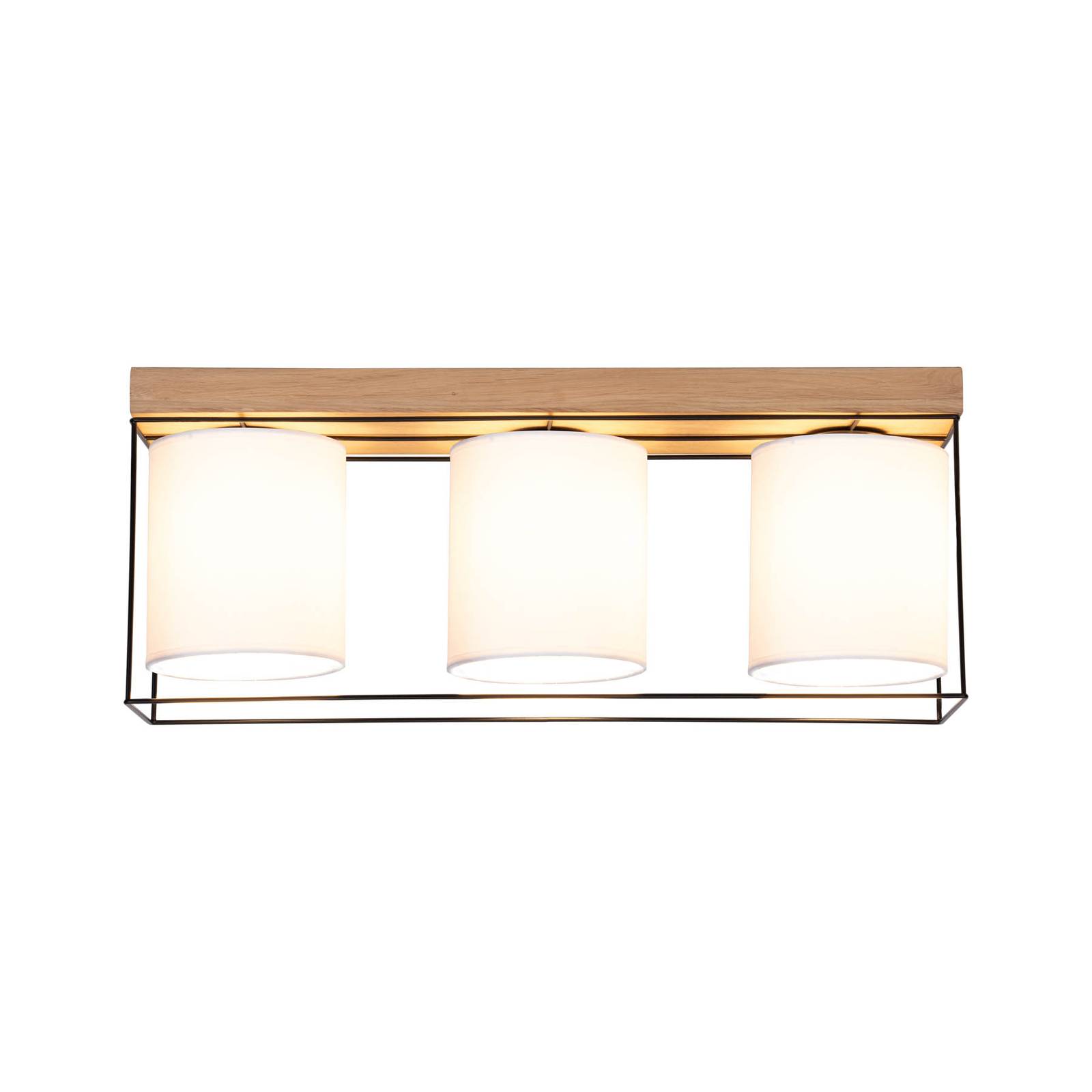 Taklampa Trapper, svart/vit/ek, 3 lampa