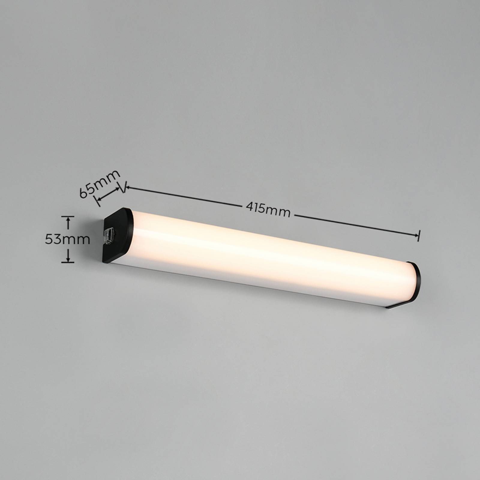 LED-vegglampe Giacomo, bredde 41 cm, svart, metall, IP44