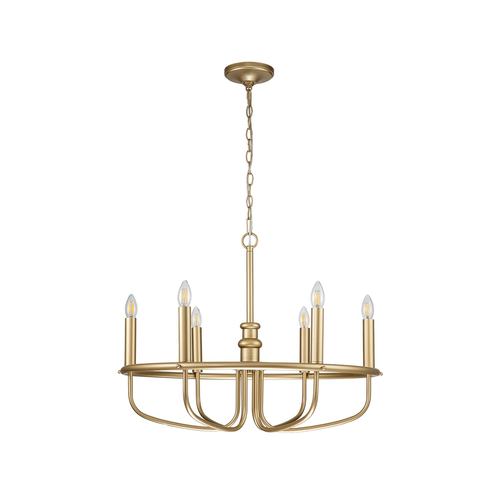 Capitol Hill chandelier, 6-bulb, brass