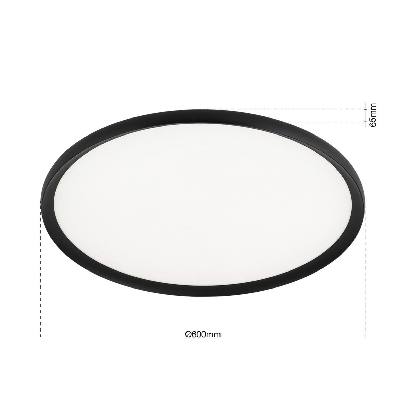 Candeeiro de teto LED Kant, Ø 60 cm preta, CCT metal/plástico