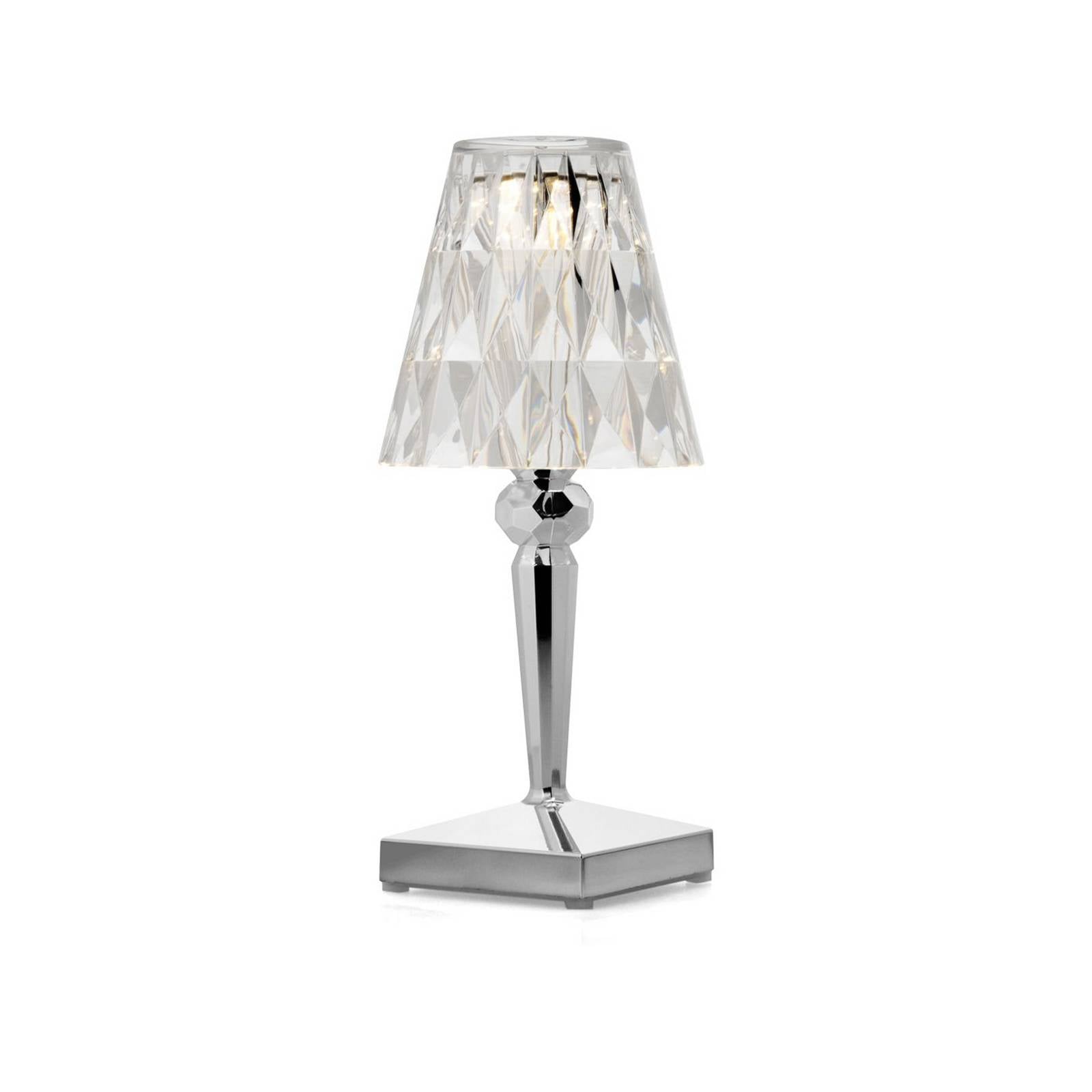 Kartell LED-Akku-Tischlampe Battery, 30cm, chromfarben, IP54